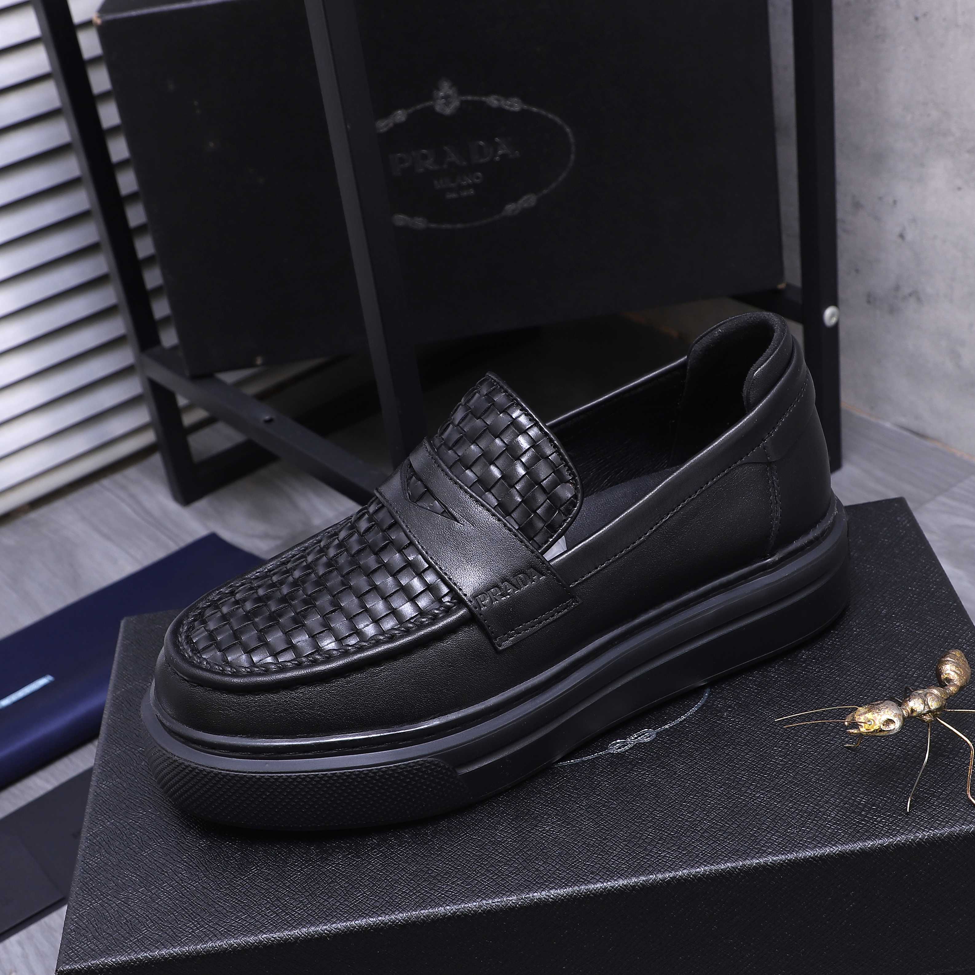Prada Men's Leather Loafers Slip-on Dress Shoes, Size 38-44 7 a1744291350445 3566