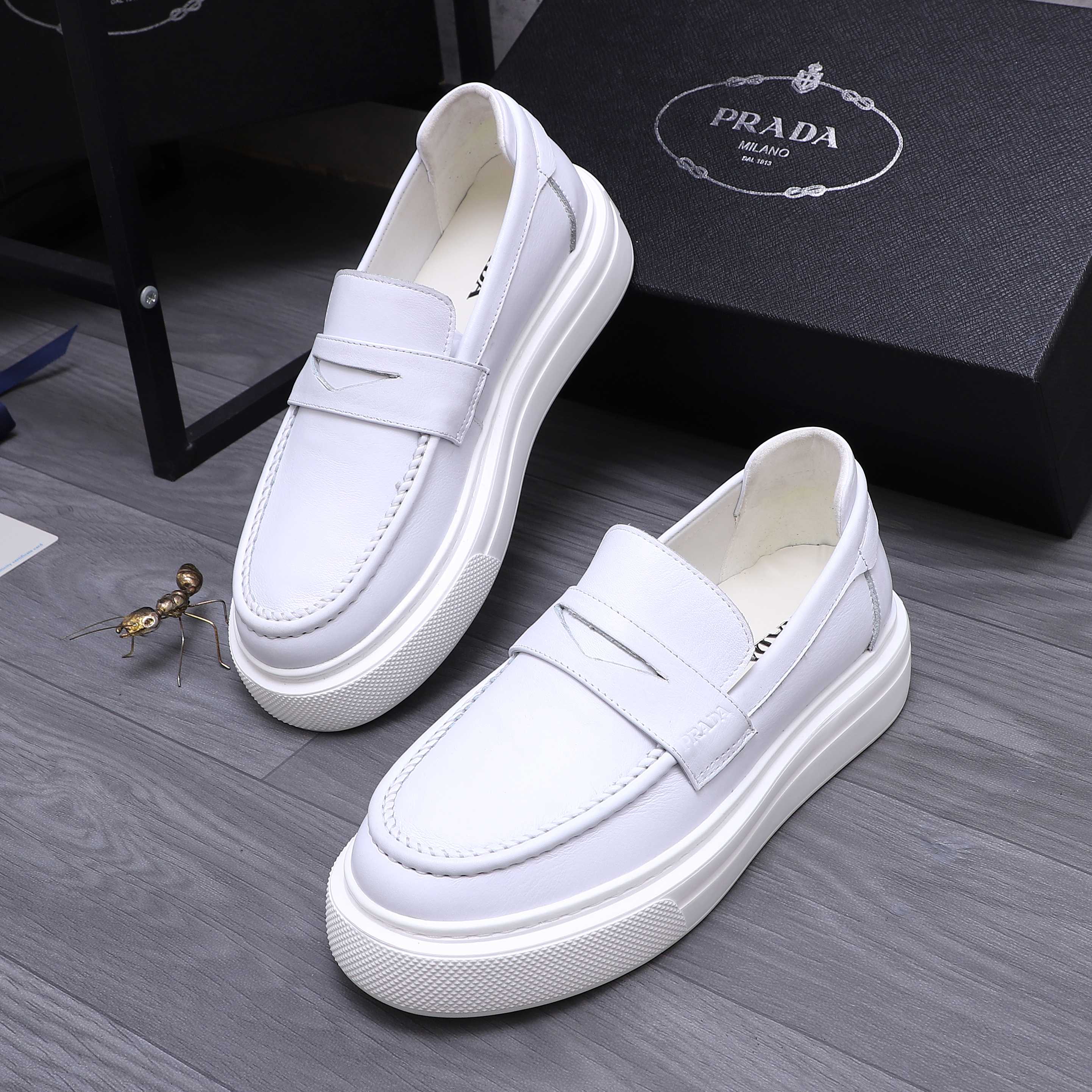 Prada Men's Leather Loafers Slip-On Dress Shoes, Size 38-44 4 a1744291532567 5052