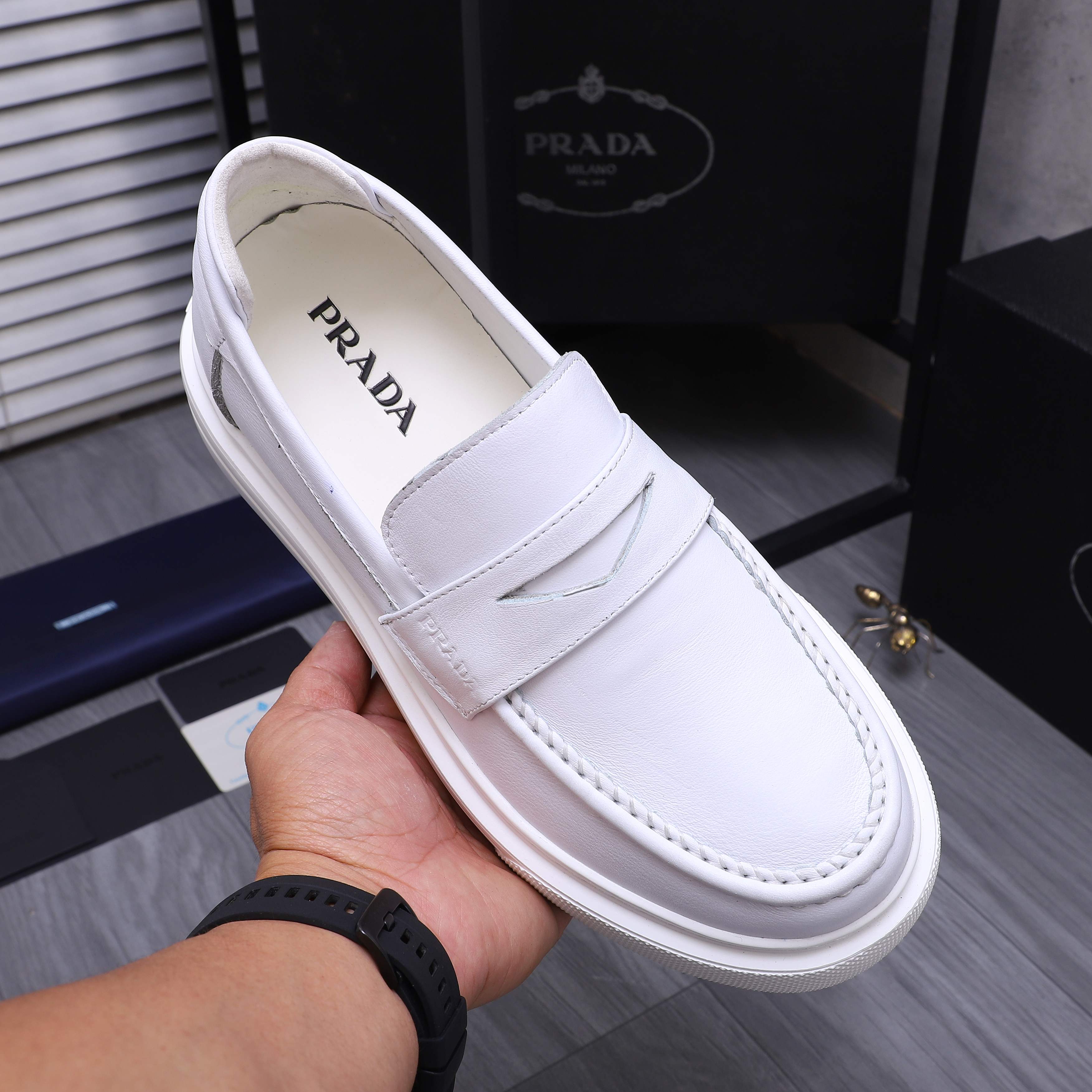Prada Men's Leather Loafers Slip-On Dress Shoes, Size 38-44 8 a1744291535351 2256