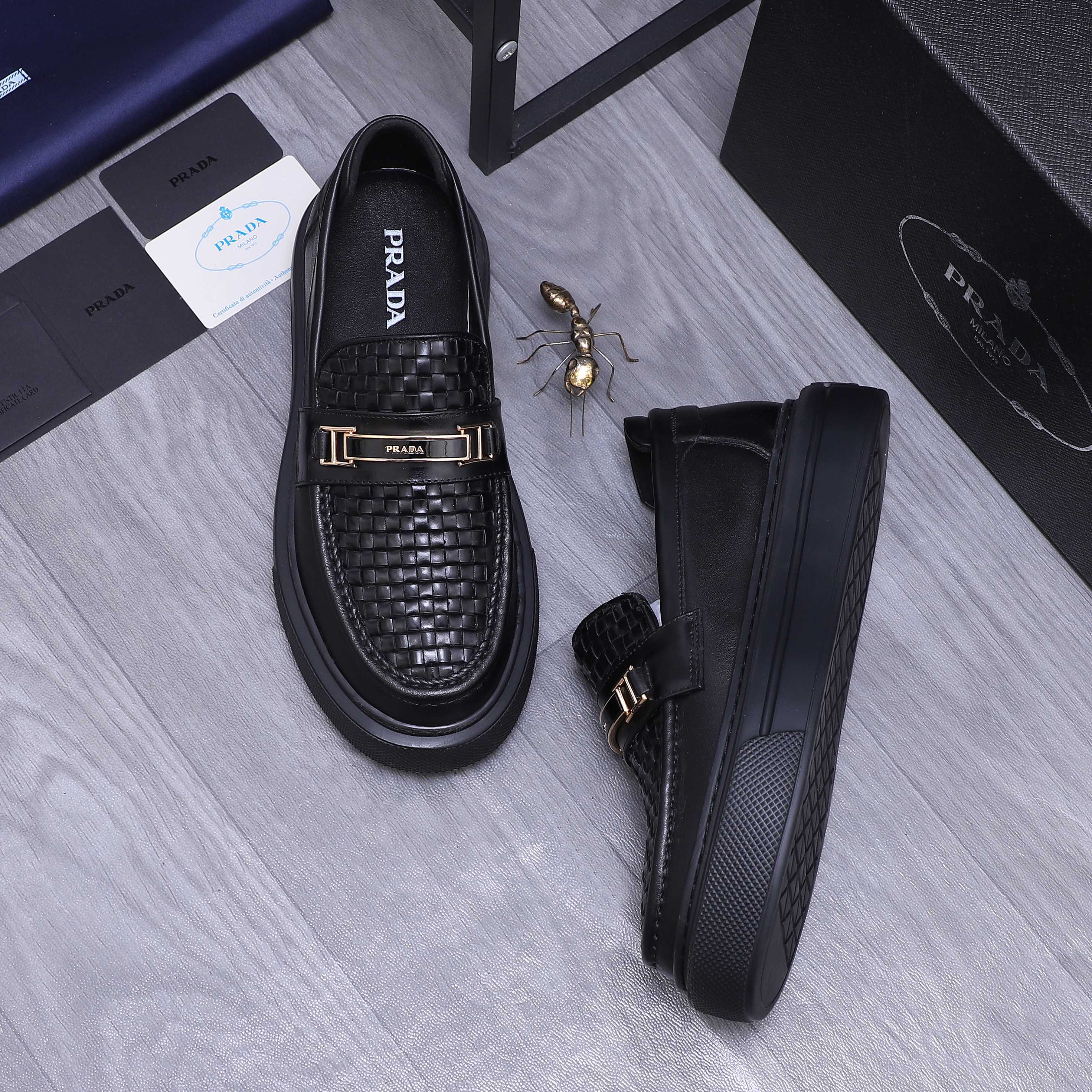 Prada Men's Leather Loafers Business Casual Slip-On Shoes Size 38-44 5 a1744354028054 4655