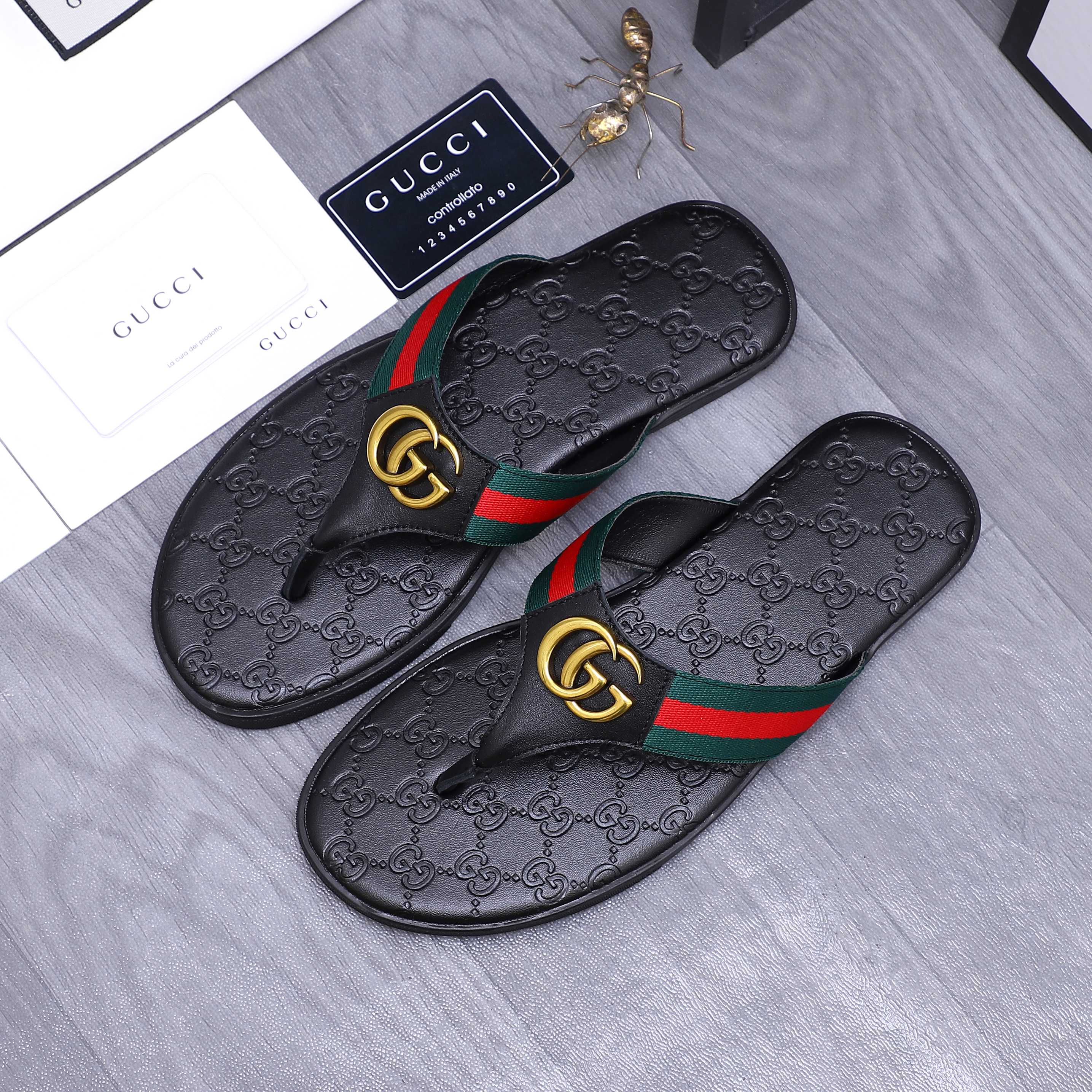 Gucci Men's Leather Thong Sandals with GG Logo Detail - Size 38-44 3 a1744354588171 5828
