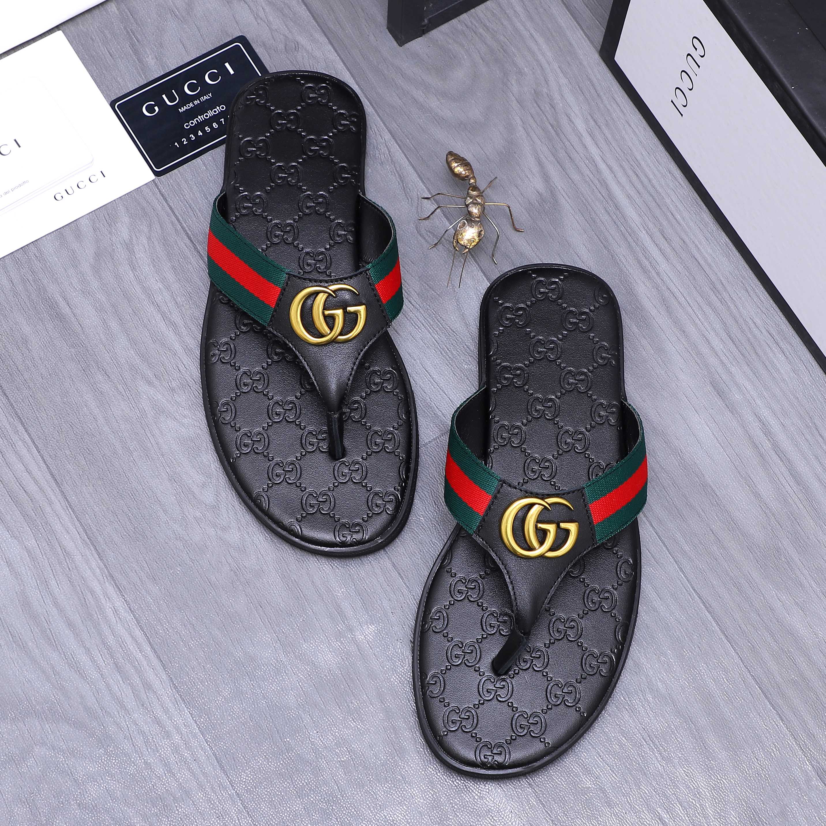 Gucci Men's Leather Thong Sandals with GG Logo Detail - Size 38-44 5 a1744354588294 7826