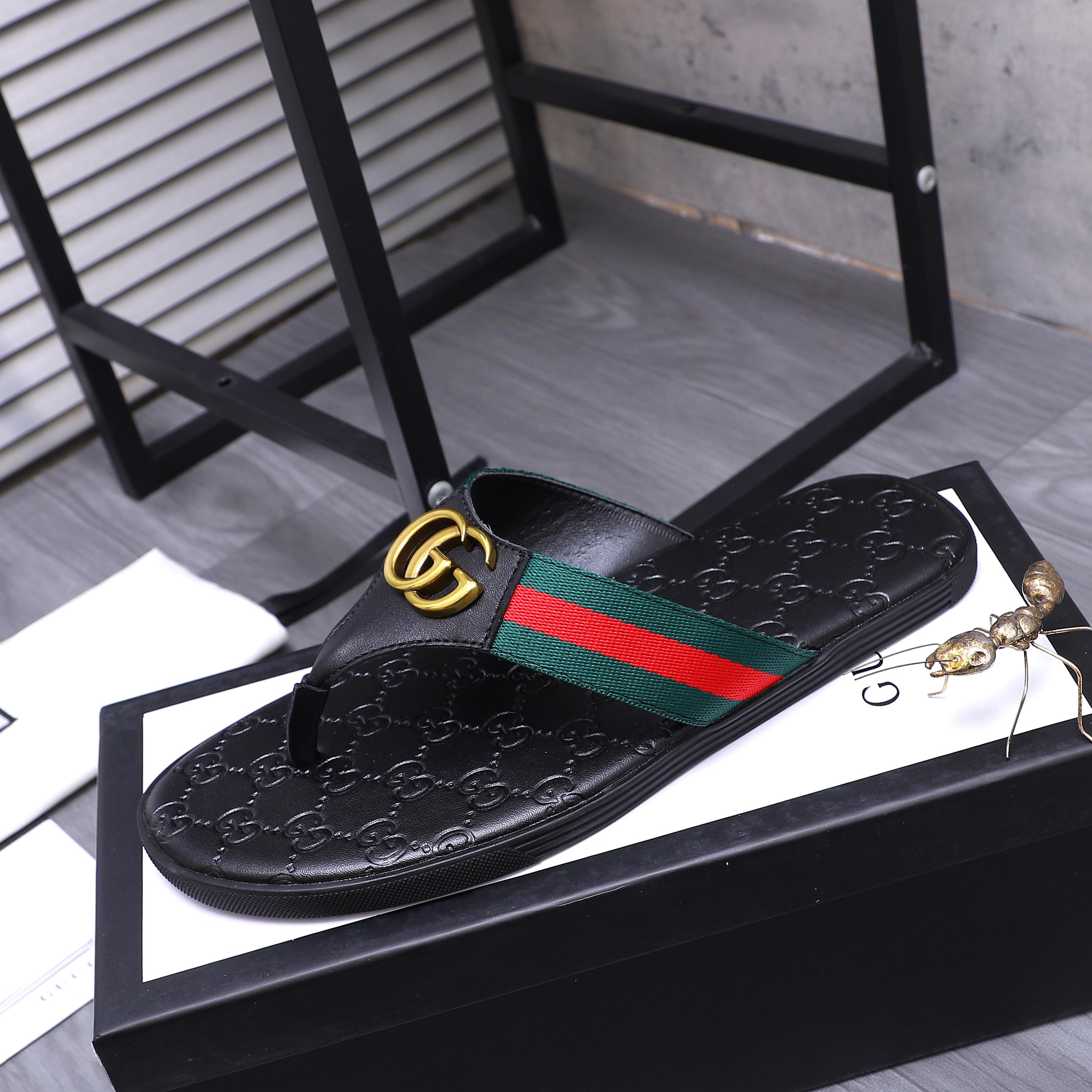 Gucci Men's Leather Thong Sandals with GG Logo Detail - Size 38-44 7 a1744354589846 8405