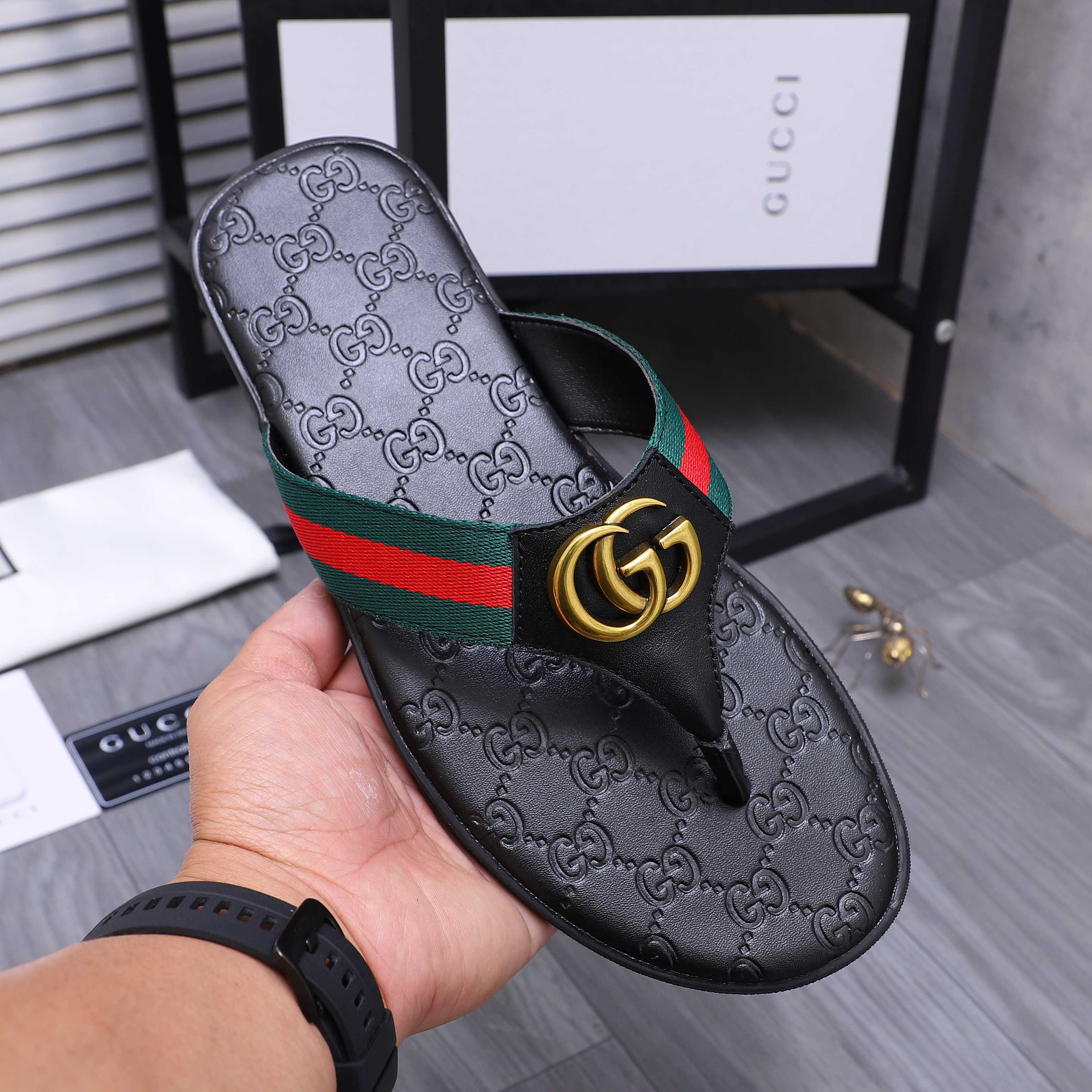 Gucci Men's Leather Thong Sandals with GG Logo Detail - Size 38-44 8 a1744354590649 2173