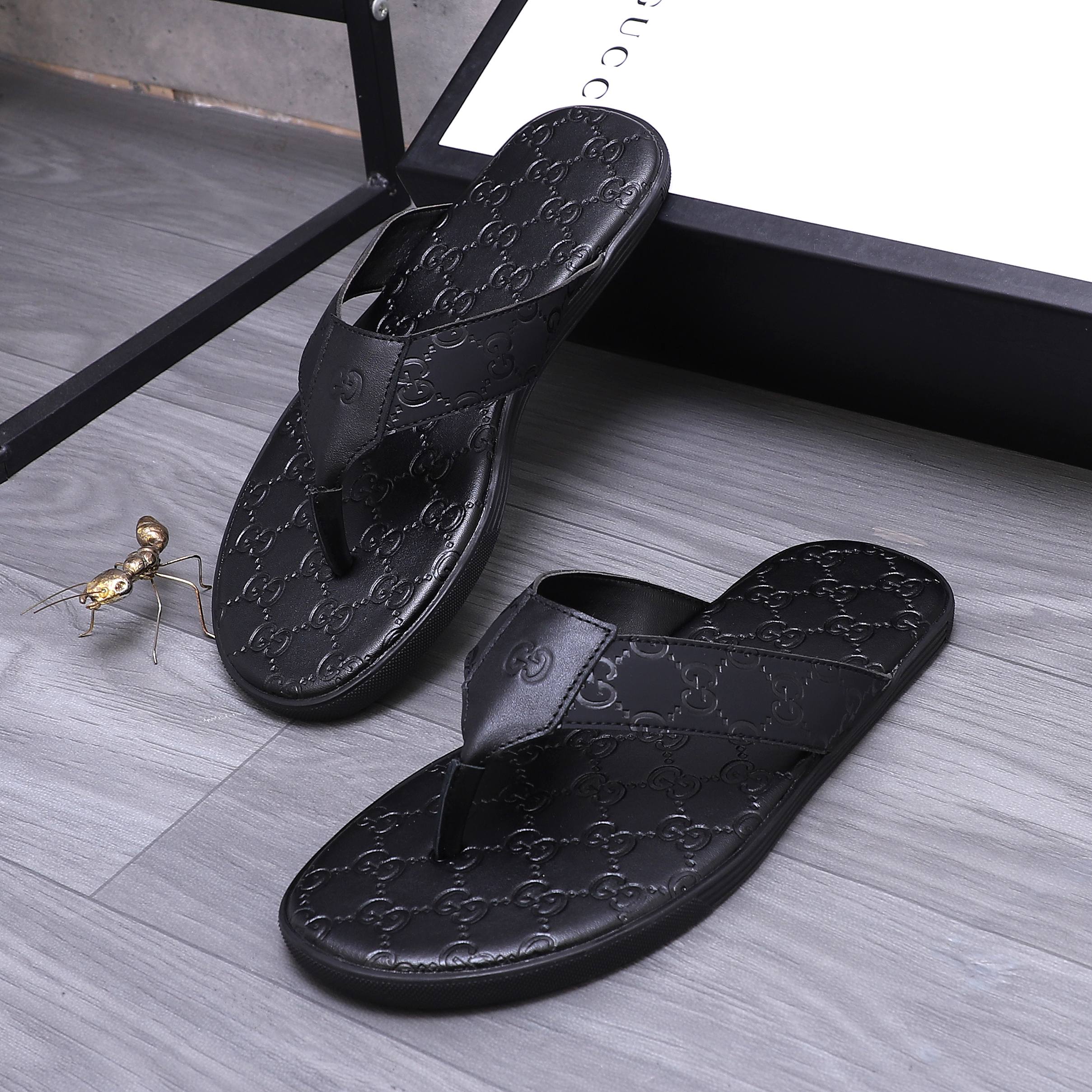 Gucci Men's Leather Thong Sandals with GG Logo and Web Stripe 5 a1744355386606 1726