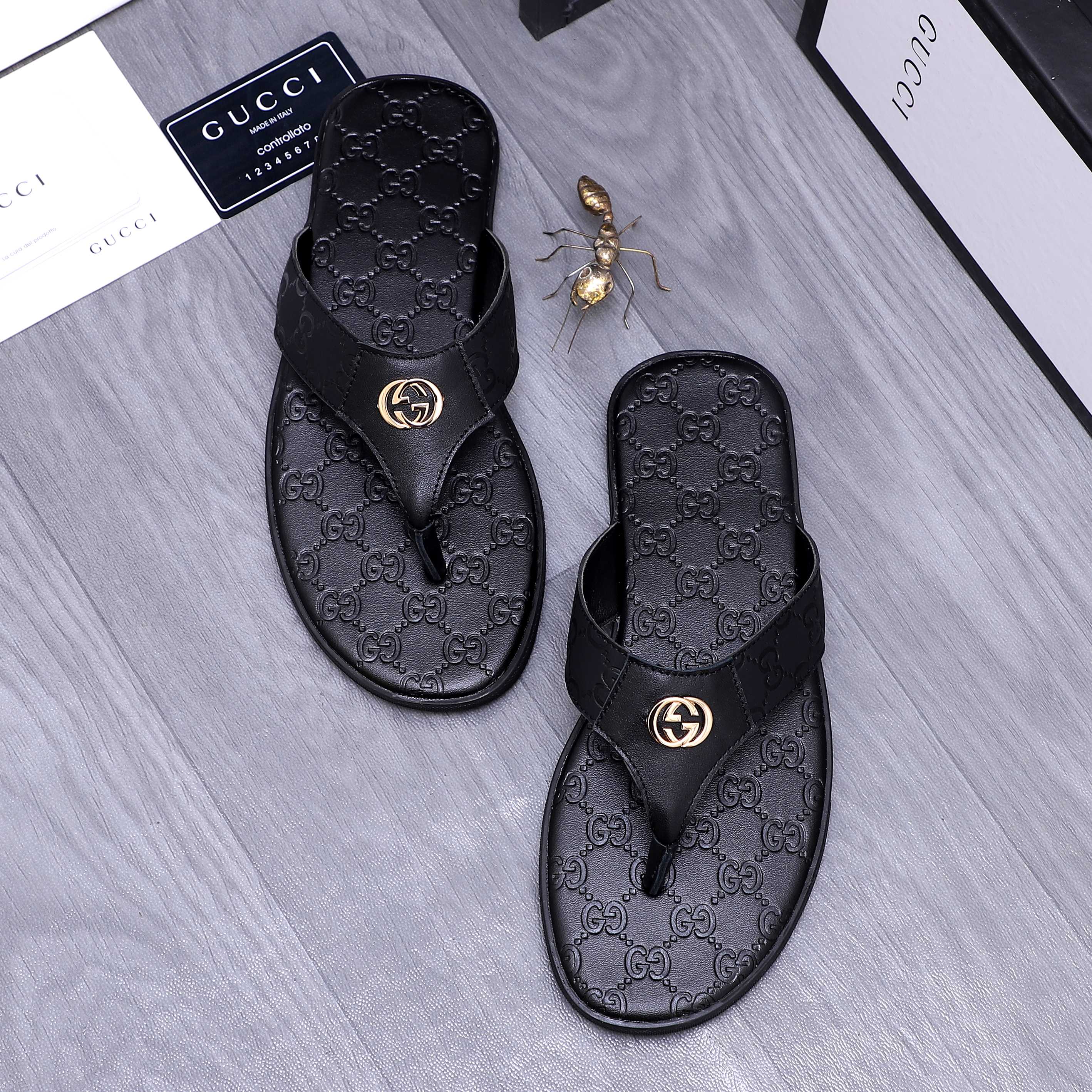 Gucci Embossed Leather Thong Sandals | Classic Style & Supreme Comfort 3 a1744355687875 8374