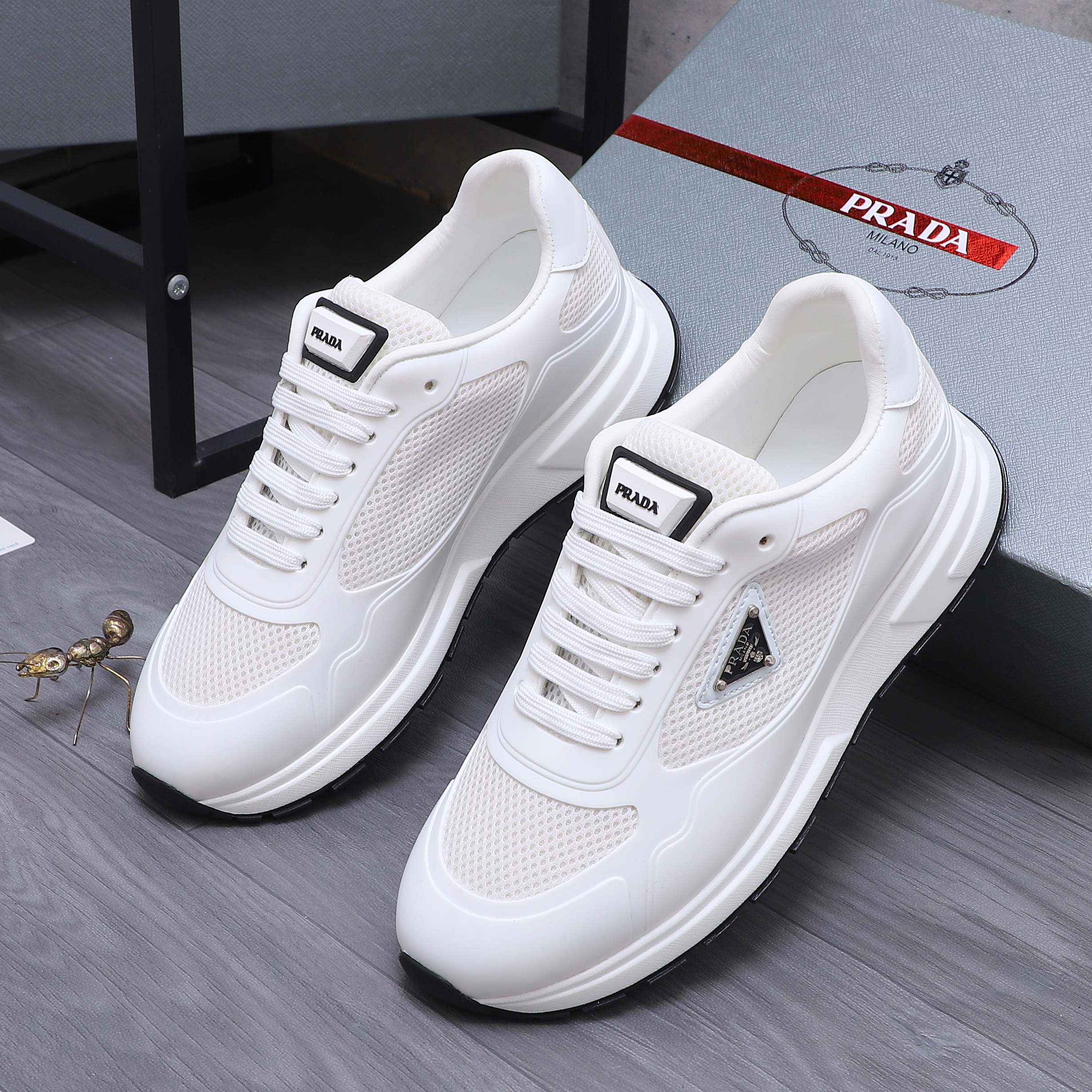 Prada Men's Lace-Up Casual Sneakers in Leather and Mesh - Sizes 38-44 3 a1744442858709 5245