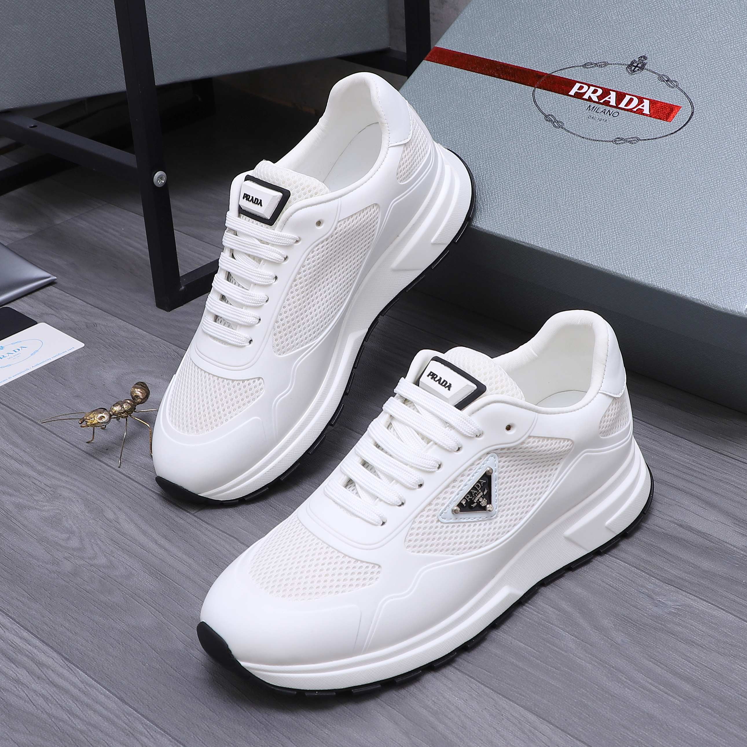 Prada Men's Lace-Up Casual Sneakers in Leather and Mesh - Sizes 38-44 4 a1744442858809 8014