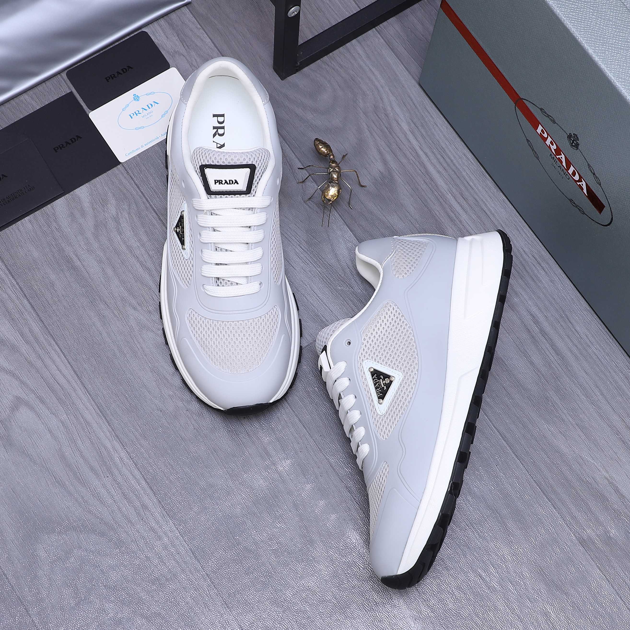 Prada Men's Leather and Mesh Lace-Up Sneakers - Sizes 38-44 5 a1744443014140 2475