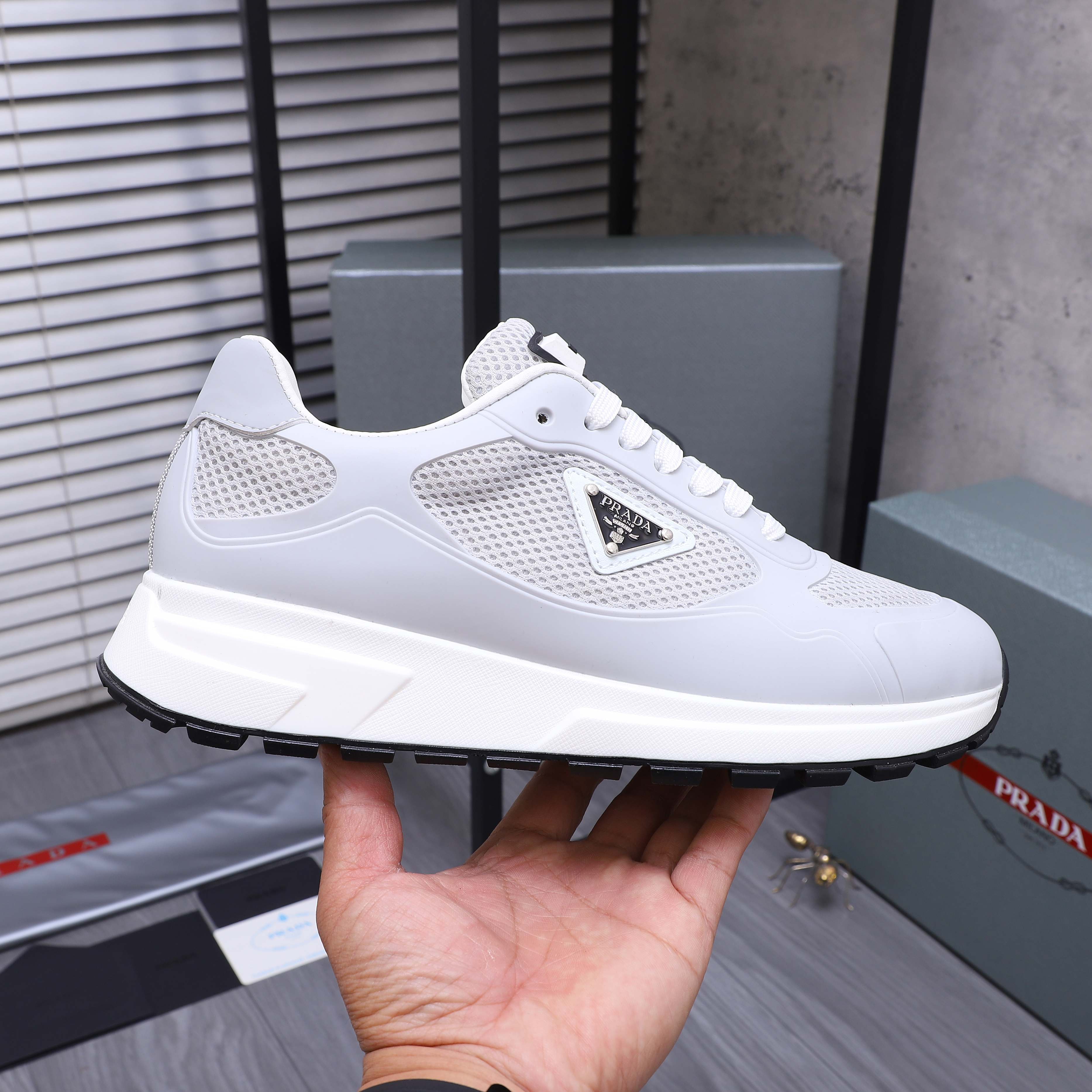 Prada Men's Leather and Mesh Lace-Up Sneakers - Sizes 38-44 7 a1744443016731 8602
