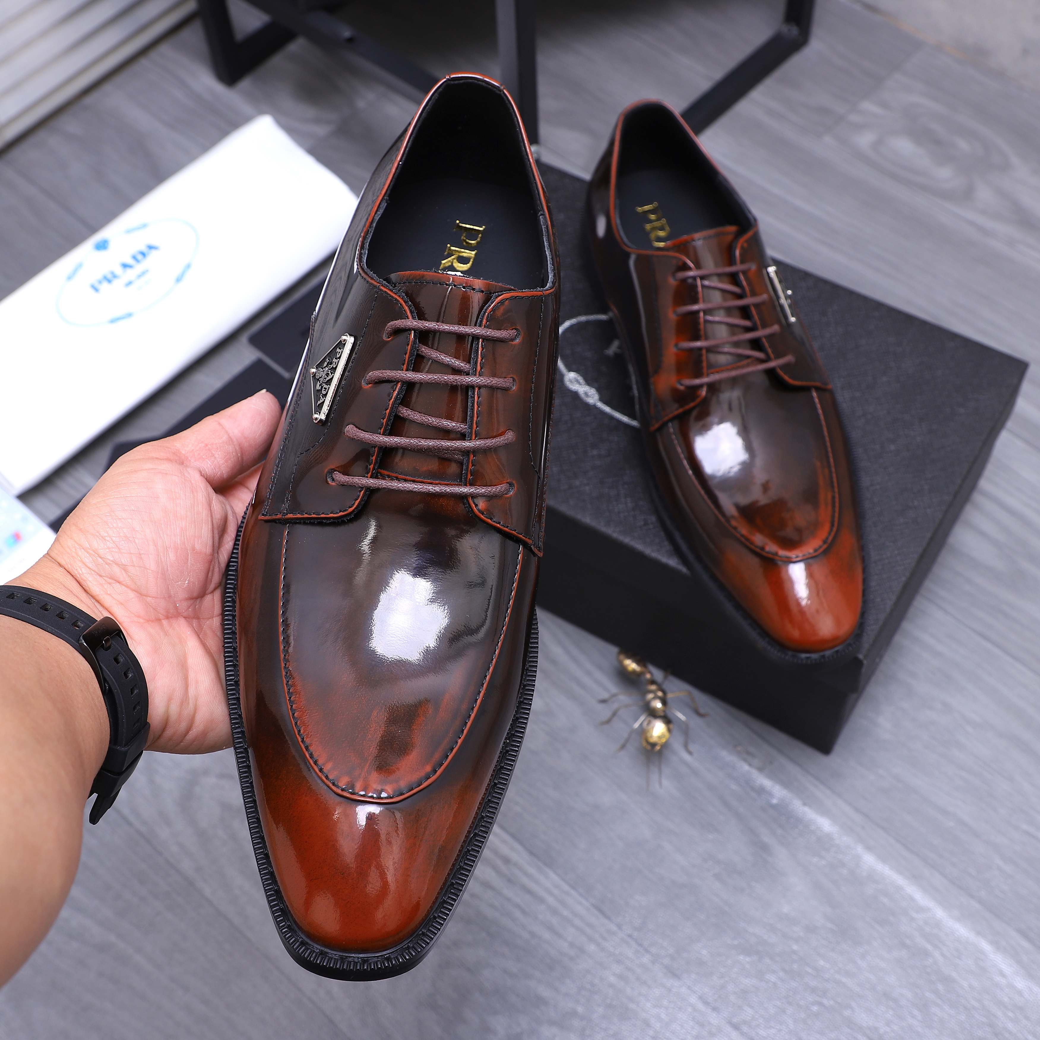 Prada Men's Leather Dress Shoes Classic Lace-Up Business Footwear 6 a1744453585121 2445