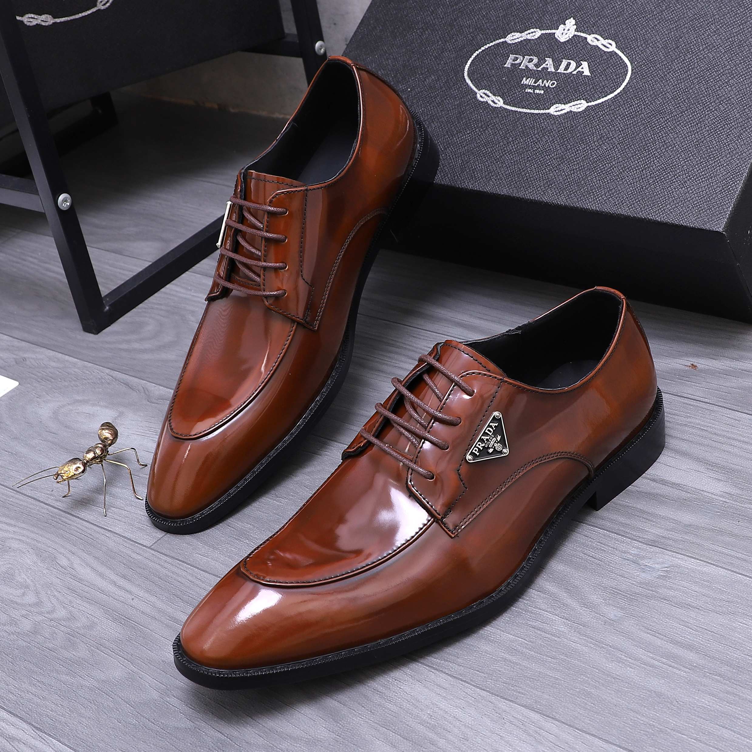 Prada Men's Leather Lace-Up Oxford Dress Shoes,Business Casual Footwear 4 a1744454010529 1327