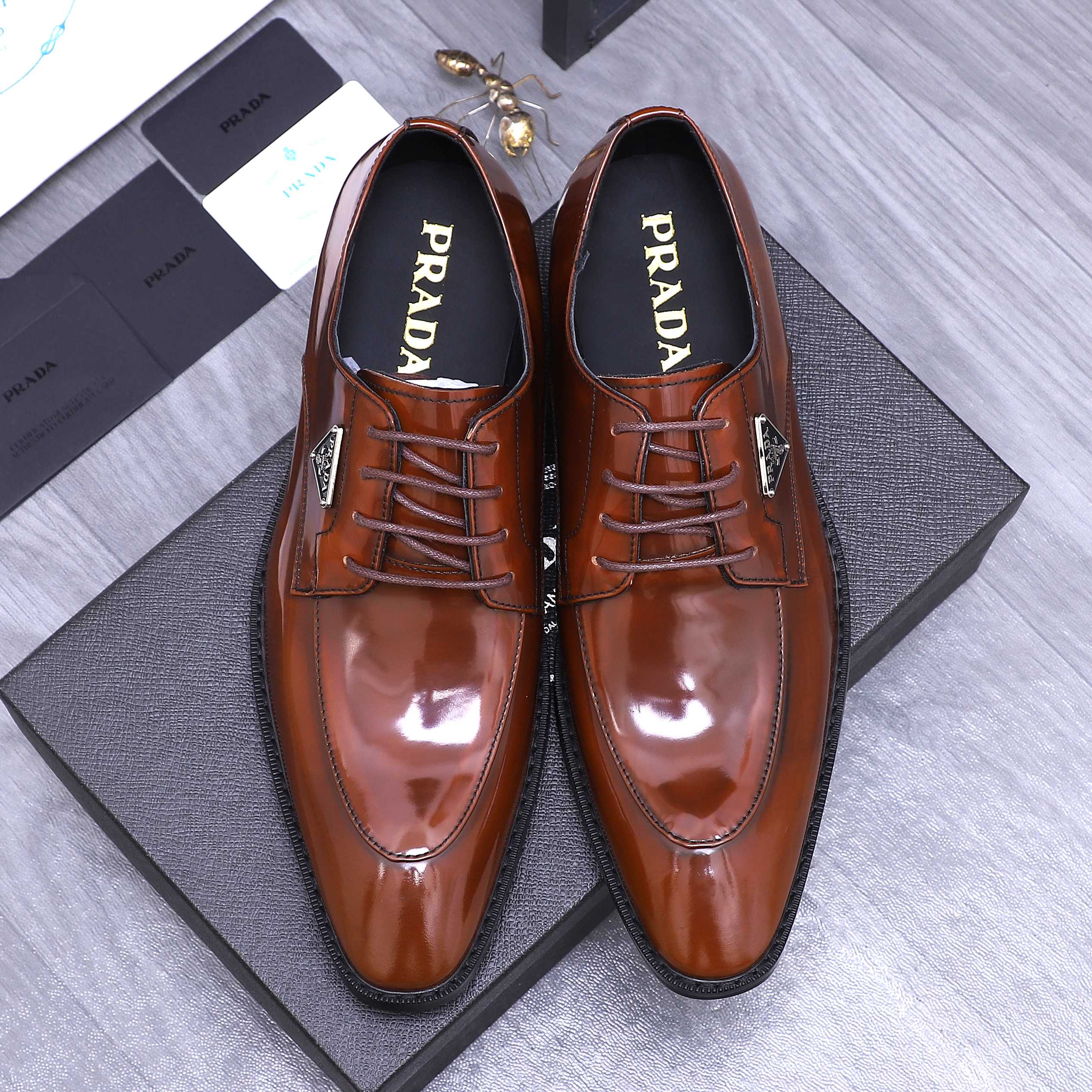 Prada Men's Leather Lace-Up Oxford Dress Shoes,Business Casual Footwear 3 a1744454010651 6023