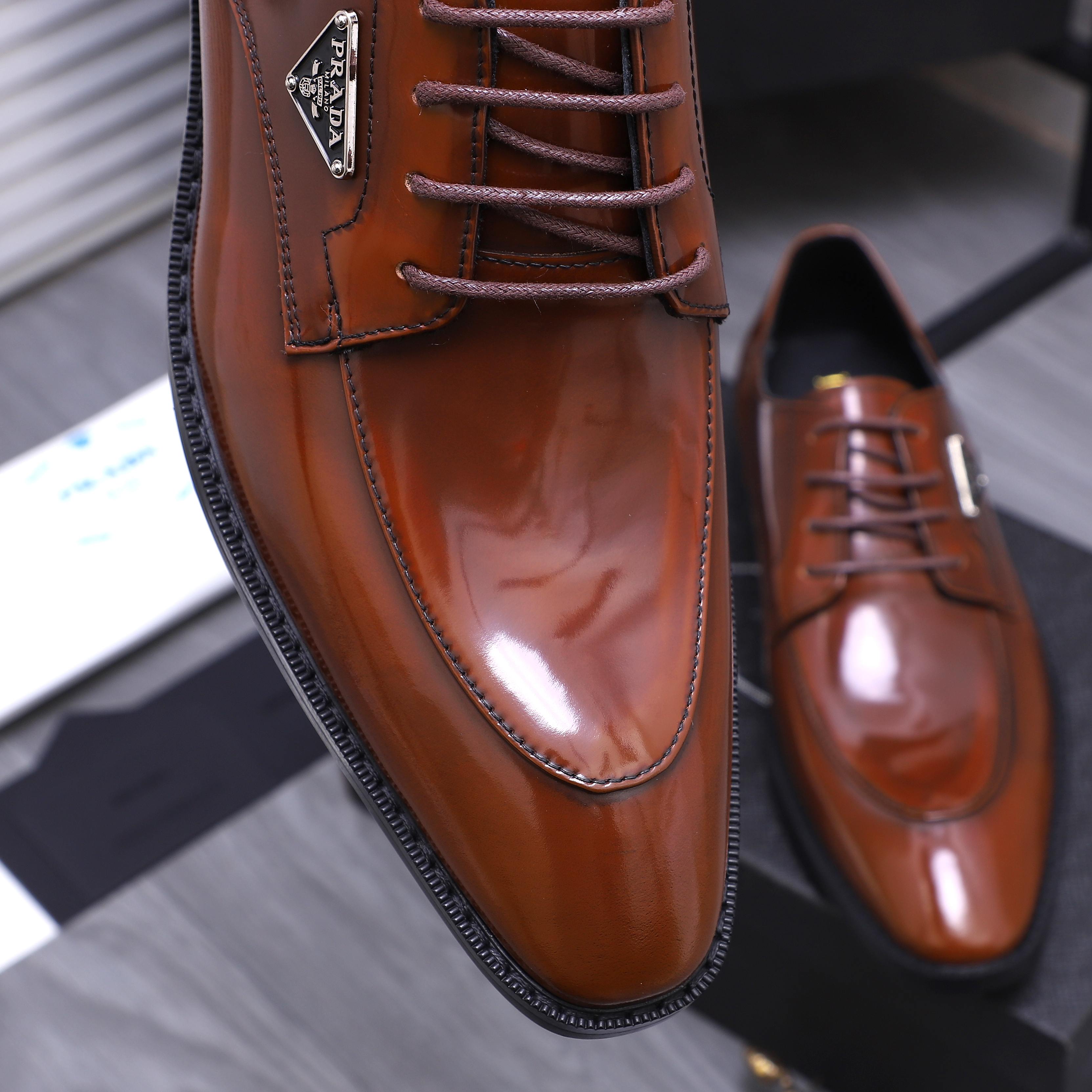 Prada Men's Leather Lace-Up Oxford Dress Shoes,Business Casual Footwear 10 a1744454013002 5360