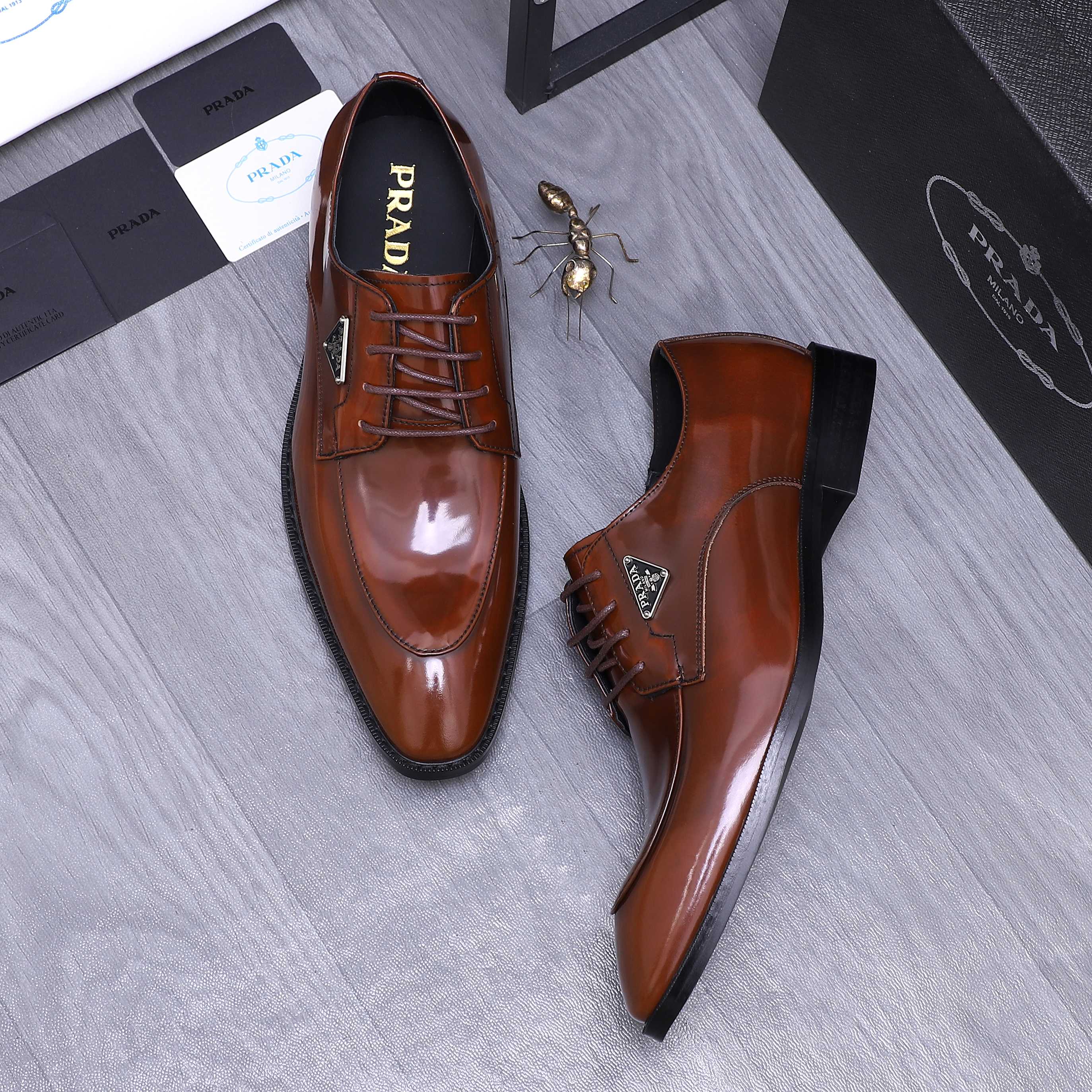 Prada Men's Leather Lace-Up Oxford Dress Shoes,Business Casual Footwear 5 a1744454013394 4586