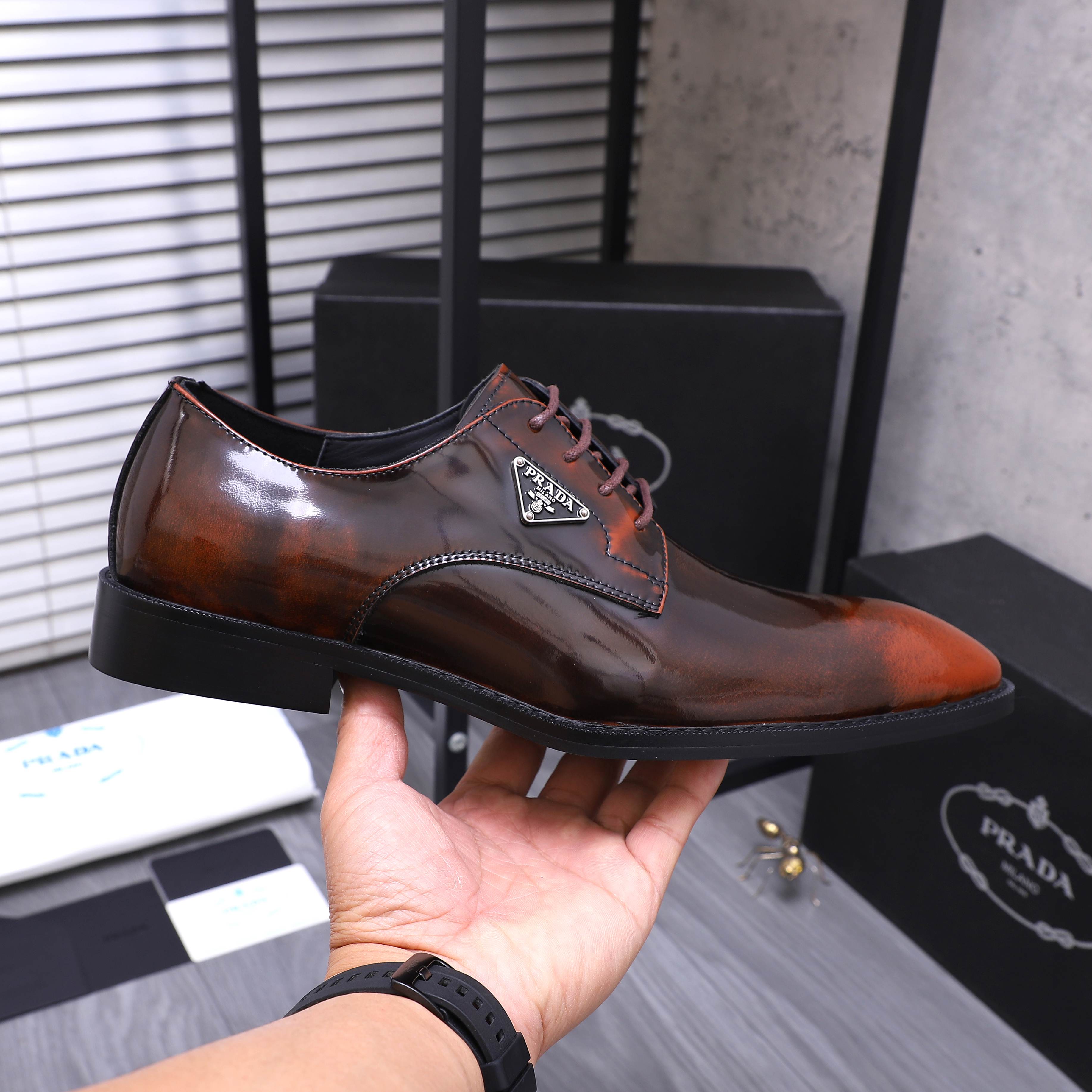 Prada Men's Business Leather Dress Shoes, Slip-On & Lace-Up Styles 8 a1744456264029 0145