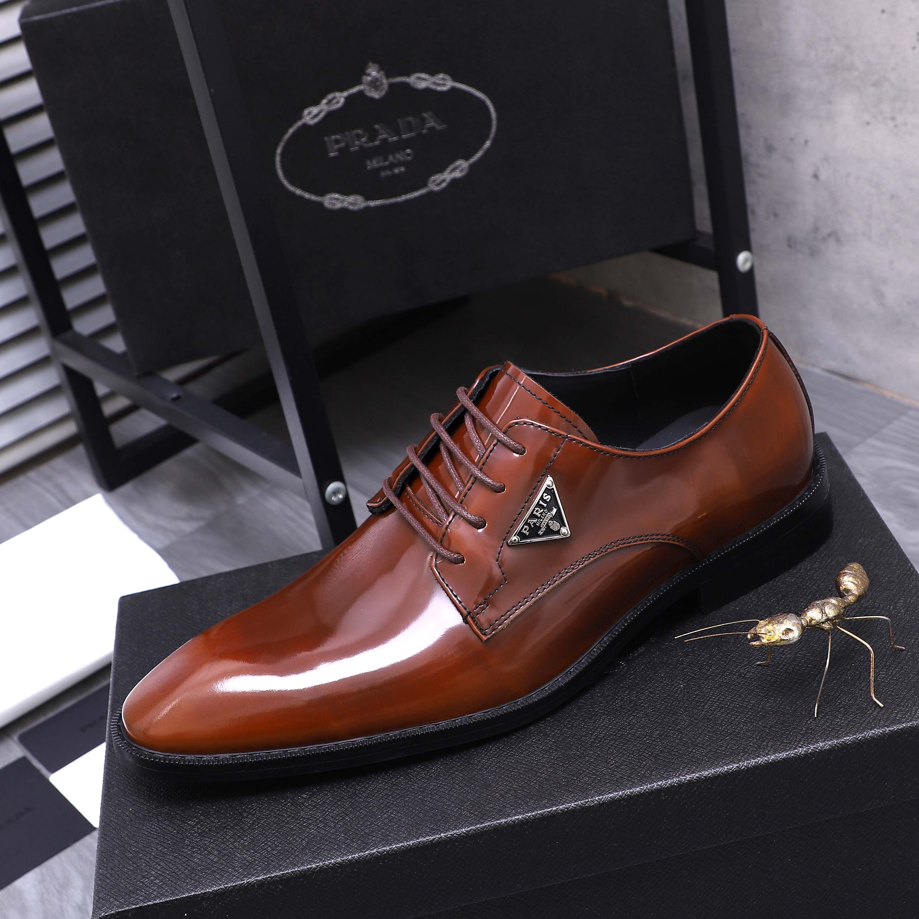 Prada Men's Business Leather Dress Shoes - Premium Quality & Comfort 7 a1744456350010 0578