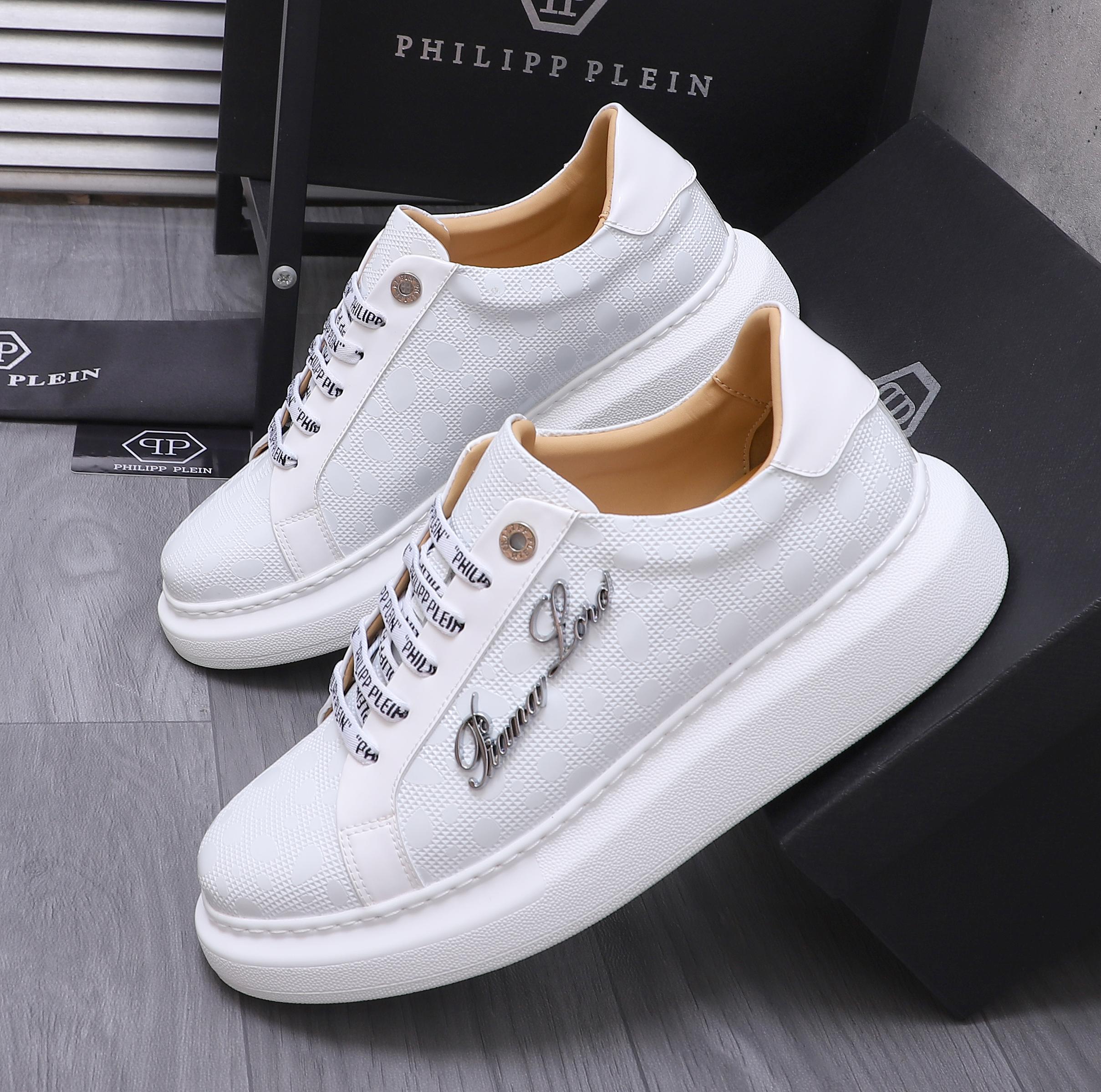 Philipp Plein Embossed Leather Sneakers With Metal Logo - Sizes 38-44 3 a1744701174597 6702