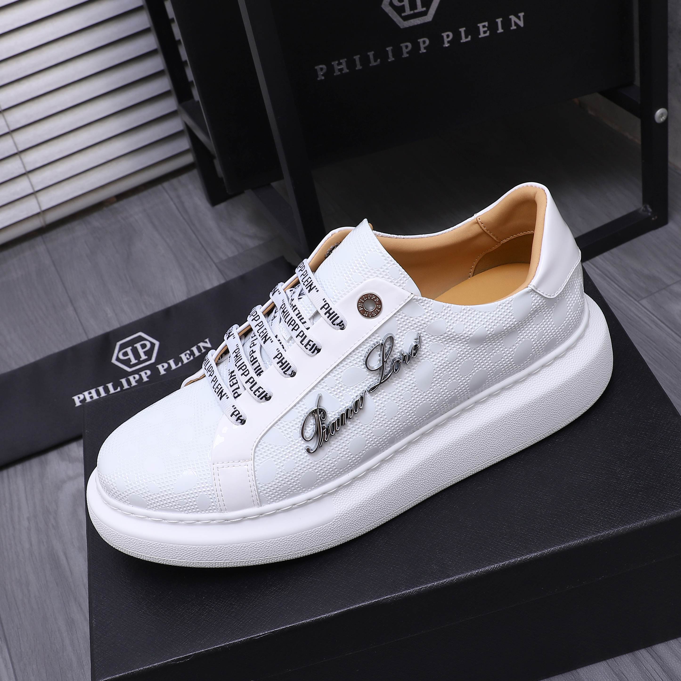 Philipp Plein Embossed Leather Sneakers With Metal Logo - Sizes 38-44 6 a1744701174826 6876