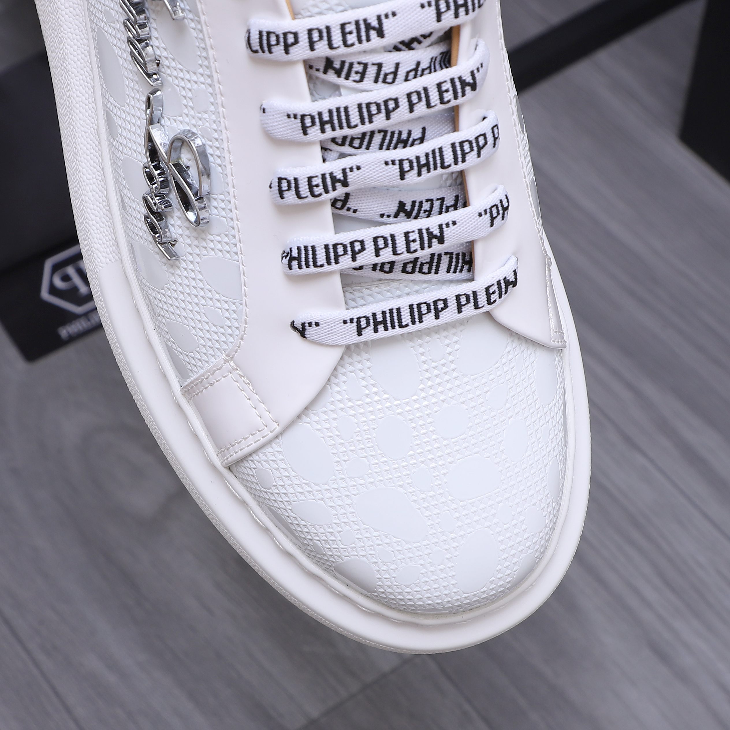 Philipp Plein Embossed Leather Sneakers With Metal Logo - Sizes 38-44 9 a1744701176283 8853