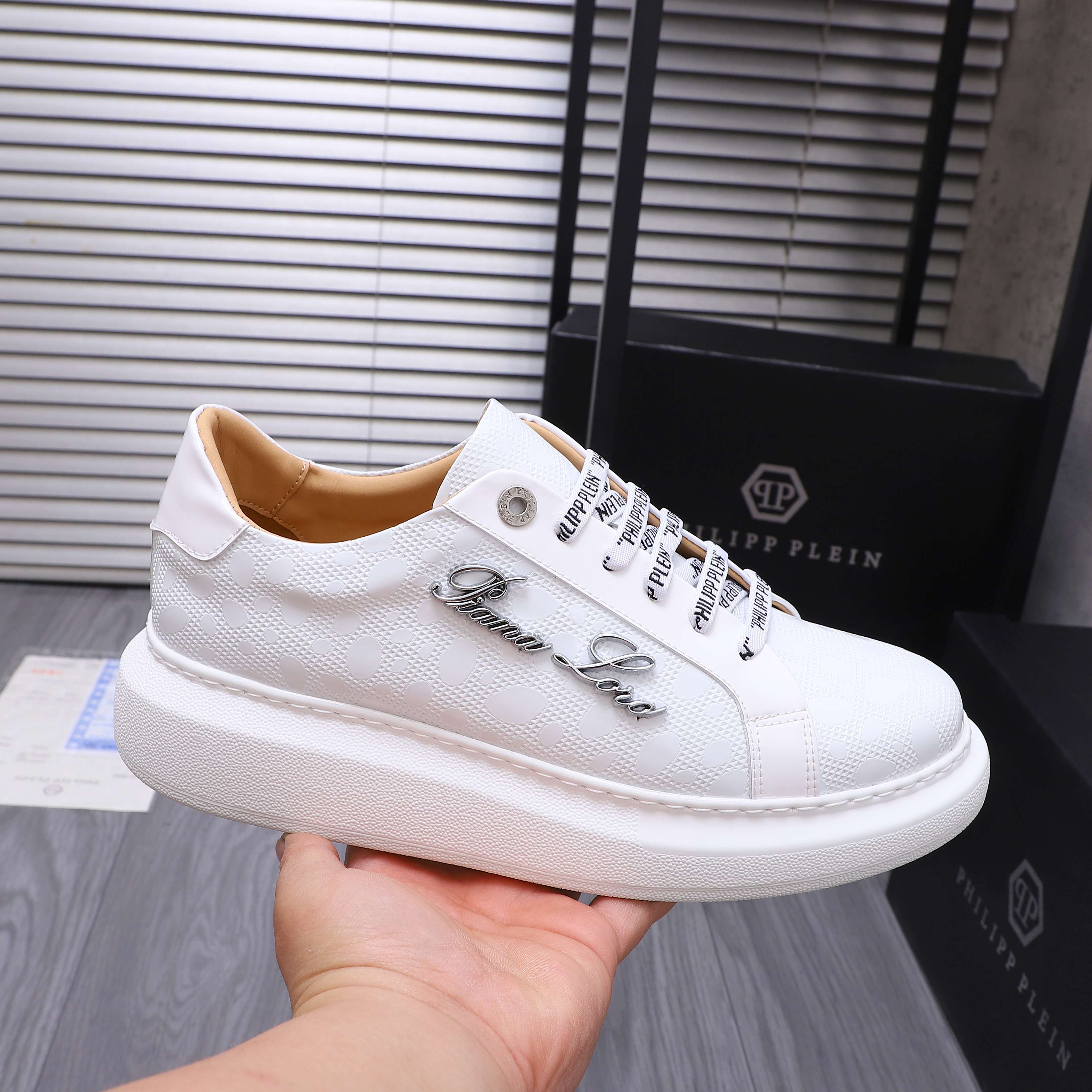 Philipp Plein Embossed Leather Sneakers With Metal Logo - Sizes 38-44 7 a1744701176908 8364