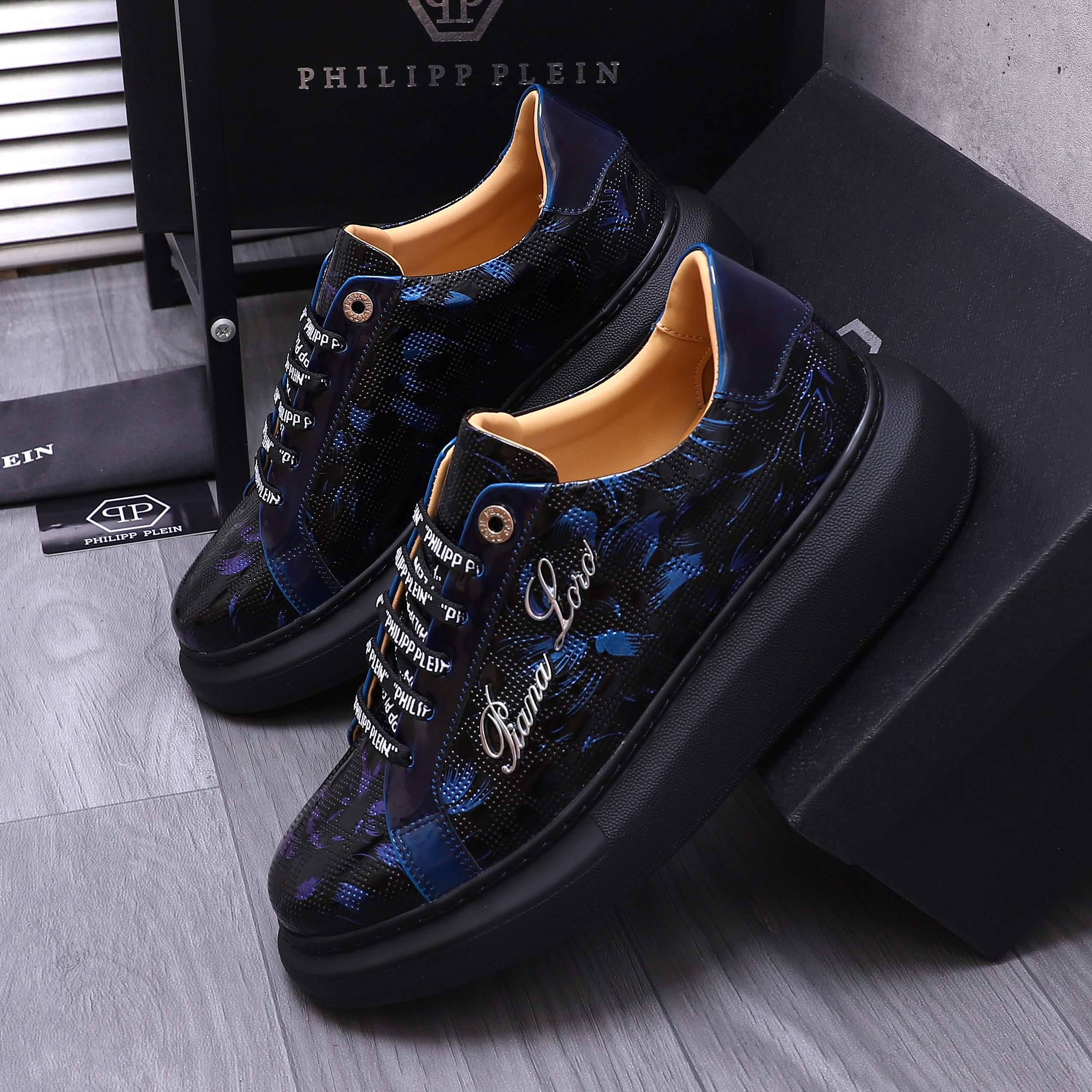 Philipp Plein Embossed Lacquered Leather Sneakers with Metal Logo Detail 3 a1744701514613 1284