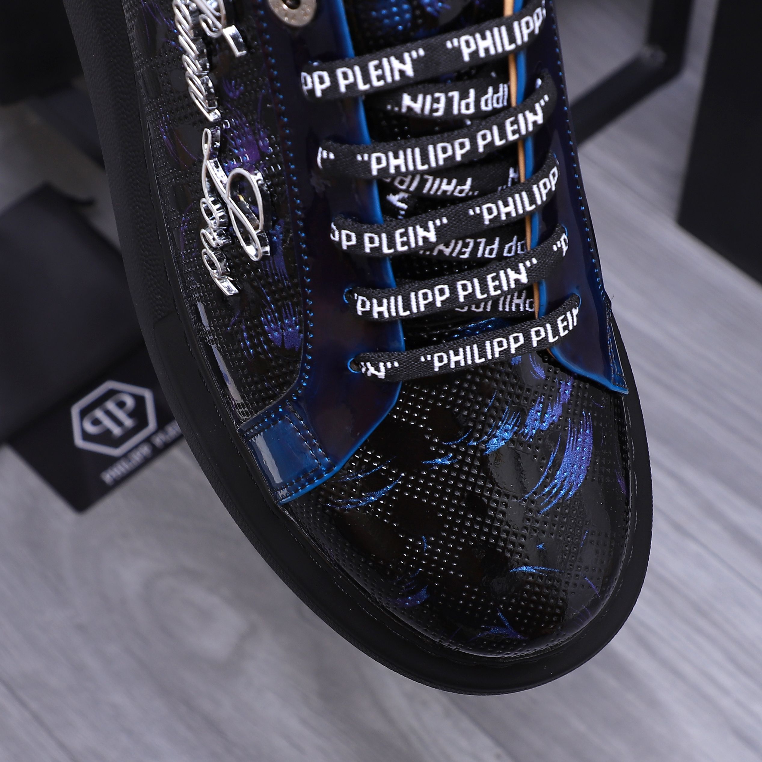 Philipp Plein Embossed Lacquered Leather Sneakers with Metal Logo Detail 9 a1744701516742 8377