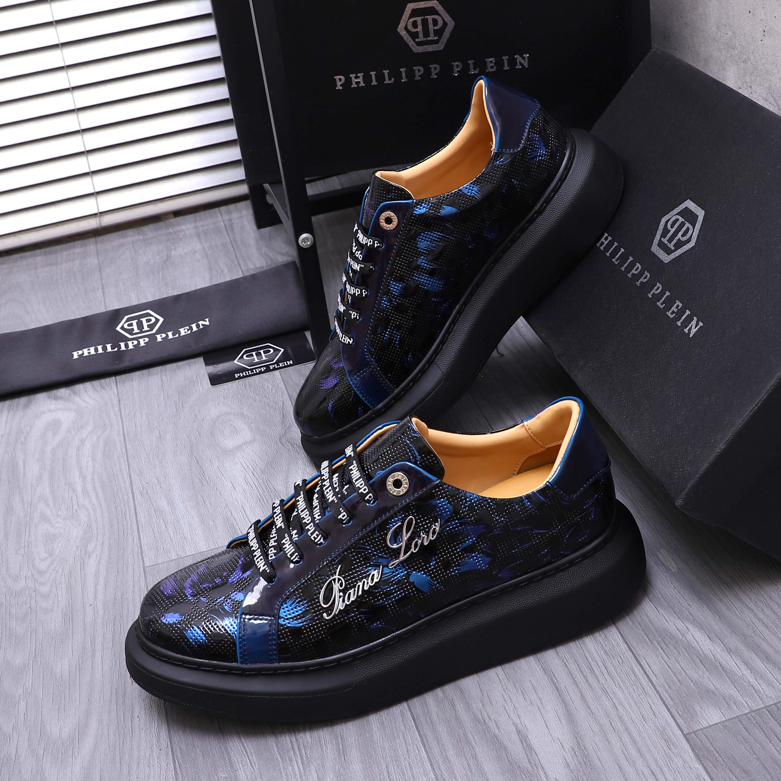 Philipp Plein Embossed Lacquered Leather Sneakers with Metal Logo Detail 4 a1744701517180 3500