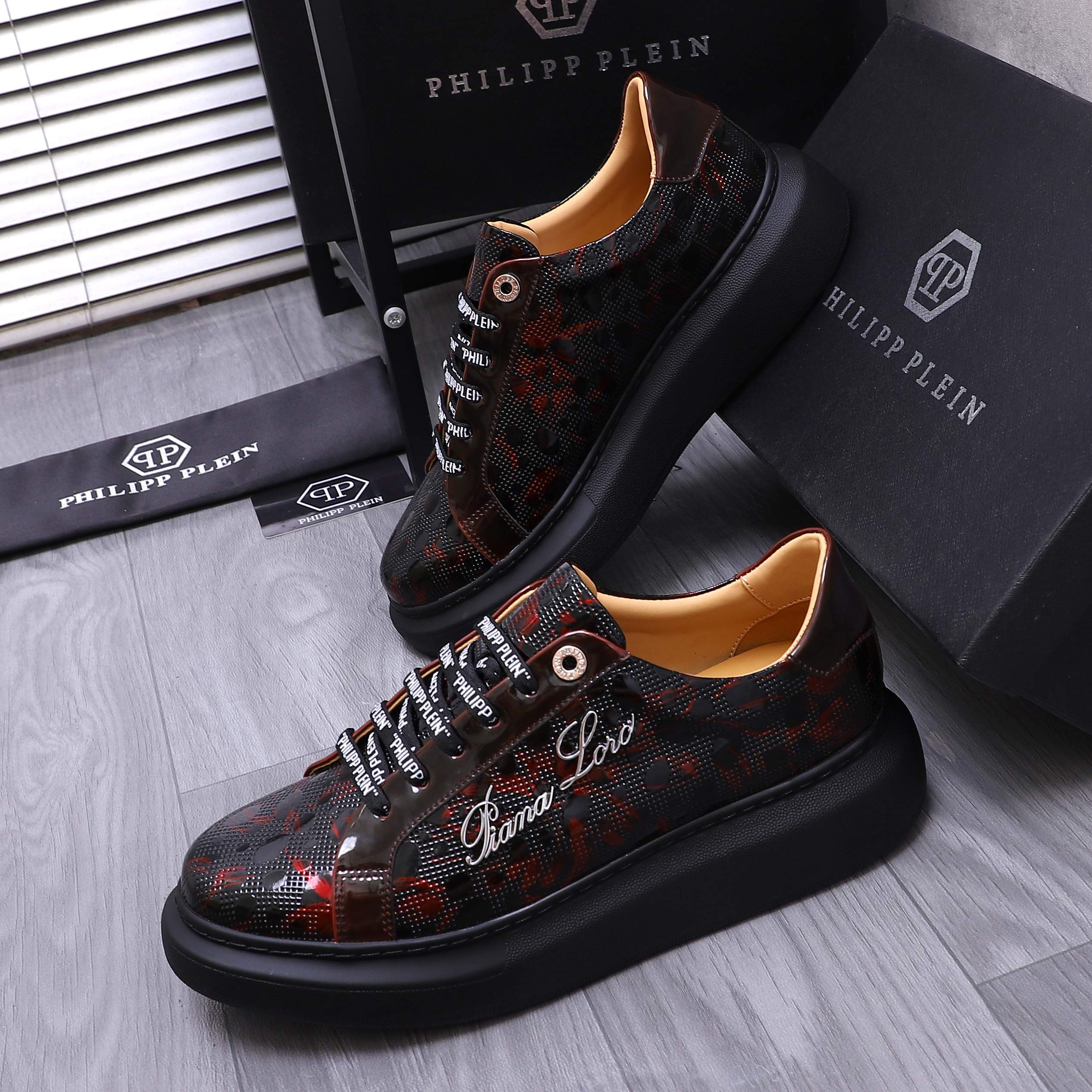 Philipp Plein Men's Embossed Leather Sneakers with Metal Logo - Size 38-44 4 a1744701836925 6502