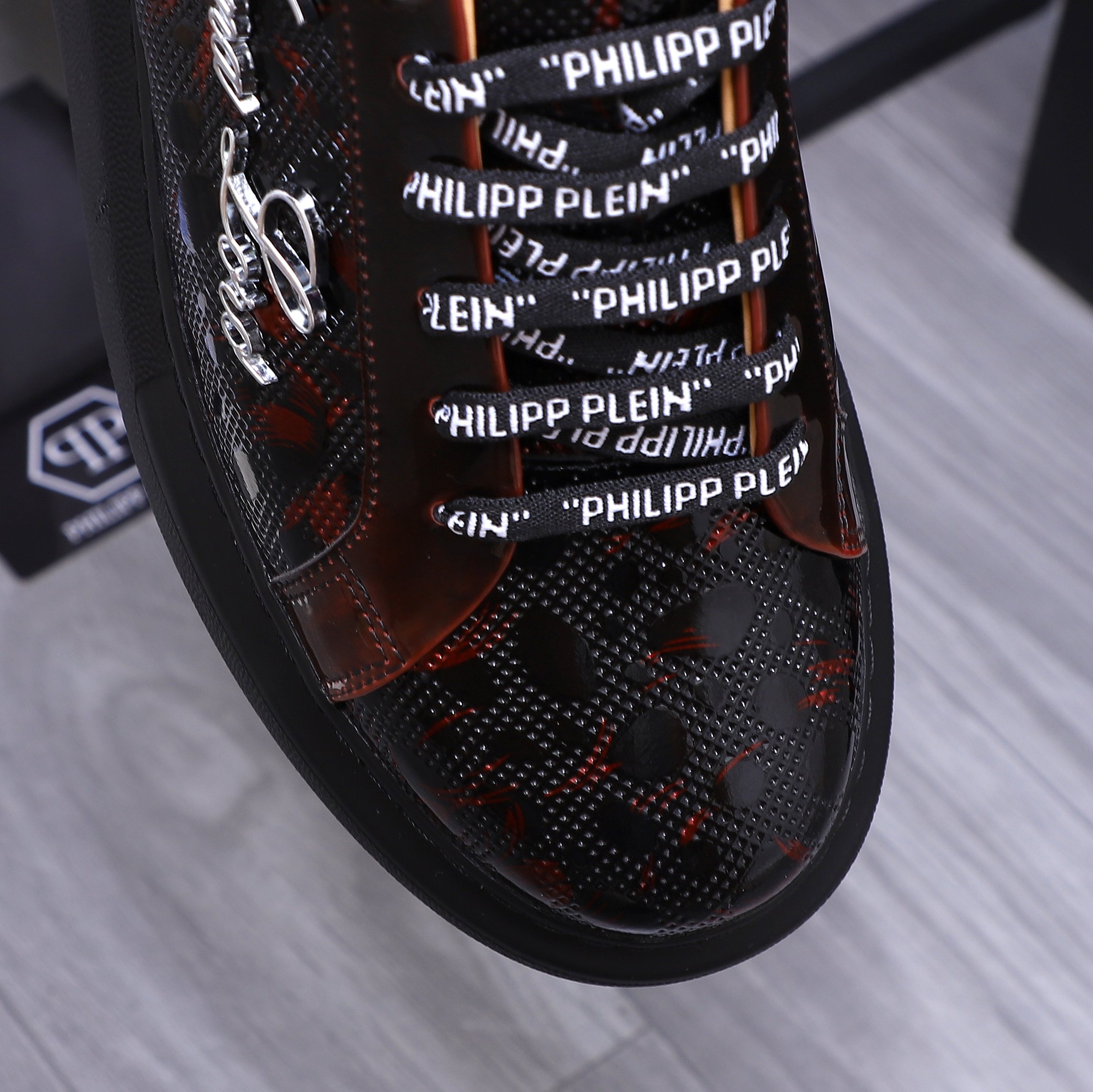 Philipp Plein Men's Embossed Leather Sneakers with Metal Logo - Size 38-44 9 a1744701838431 6452