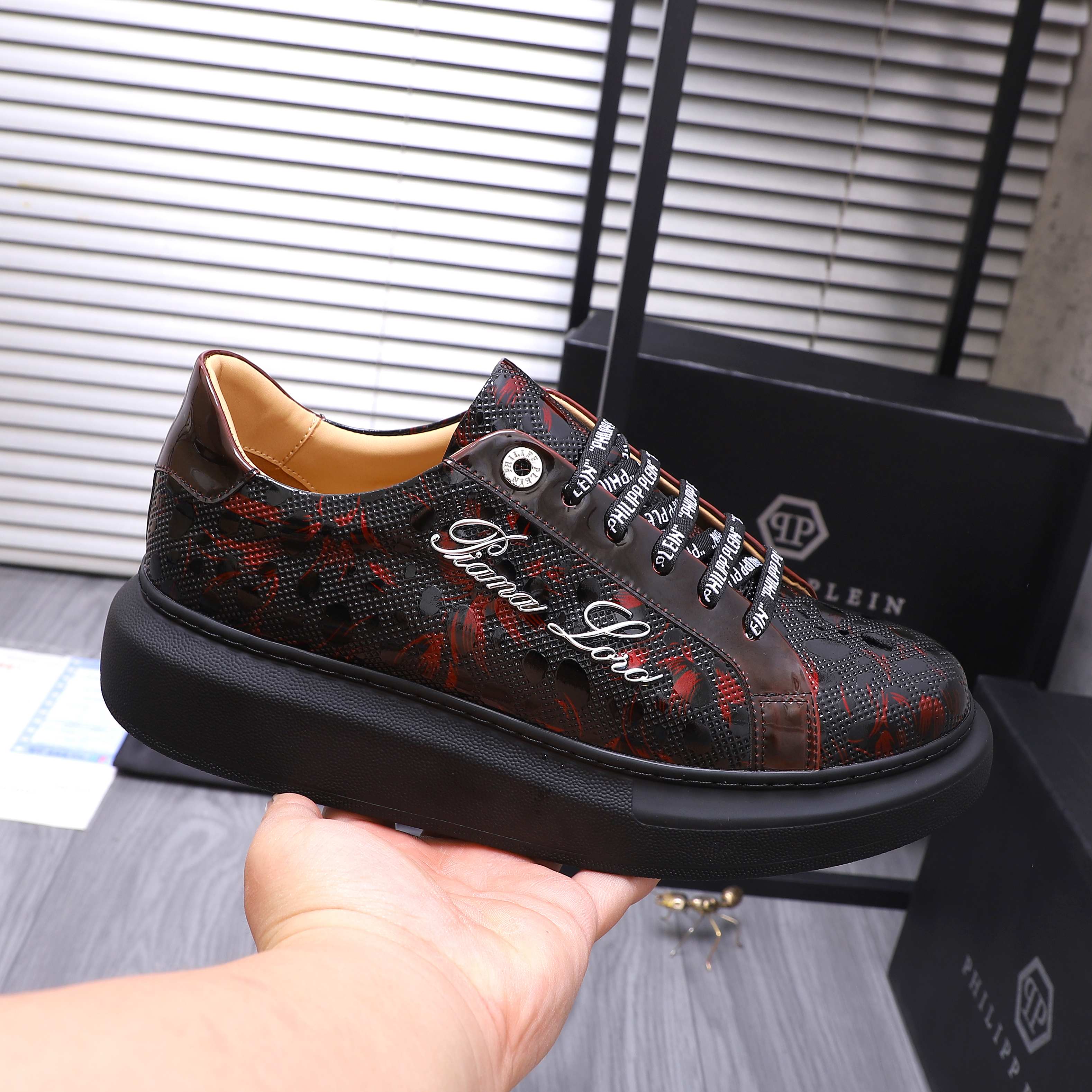 Philipp Plein Men's Embossed Leather Sneakers with Metal Logo - Size 38-44 7 a1744701839450 5083