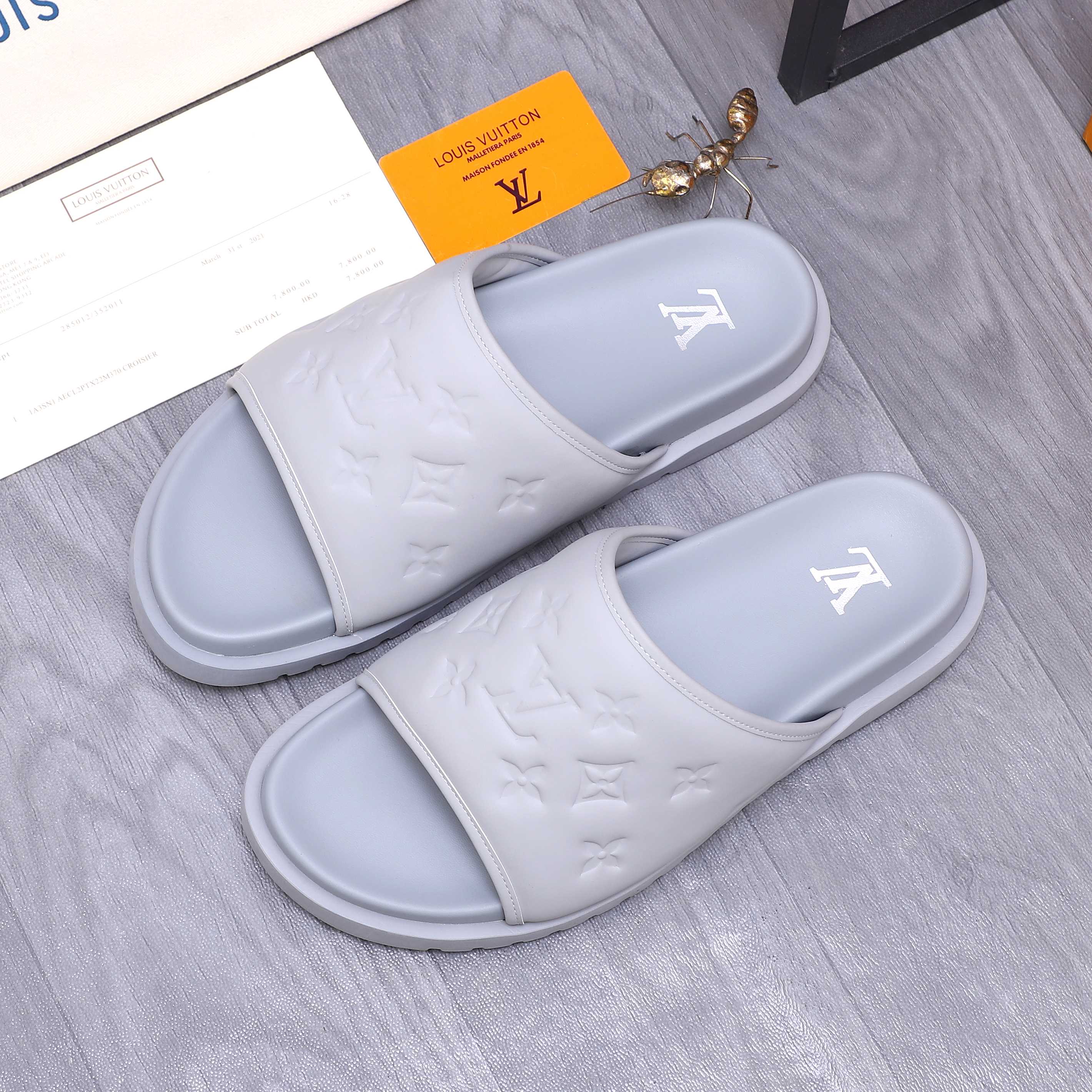 Louis Vuitton Men's Embossed Leather Slide Sandals, Multiple Colors Available 4 a1744769634073 2453