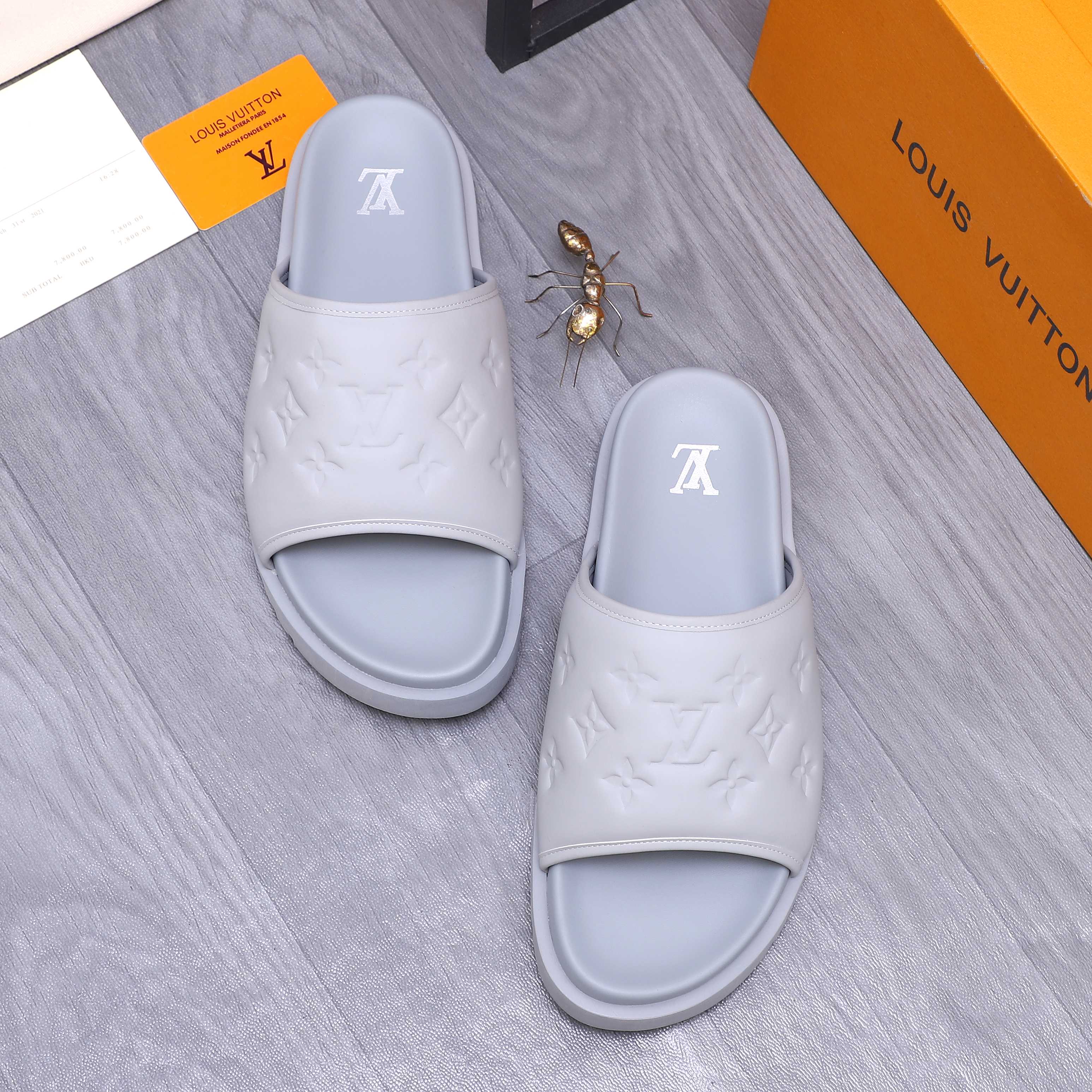 Louis Vuitton Men's Embossed Leather Slide Sandals, Multiple Colors Available 3 a1744769634127 3865