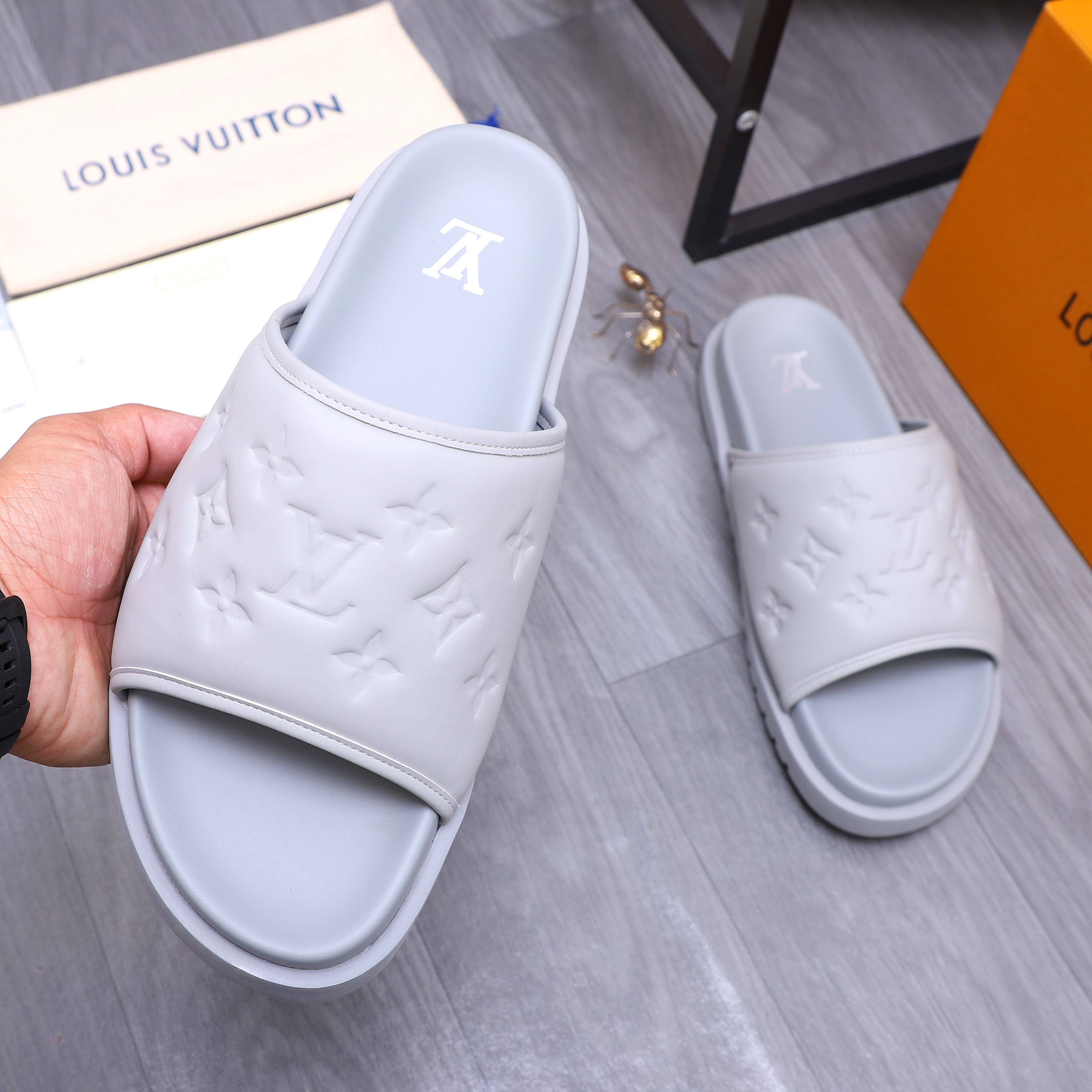 Louis Vuitton Men's Embossed Leather Slide Sandals, Multiple Colors Available 6 a1744769635769 1344