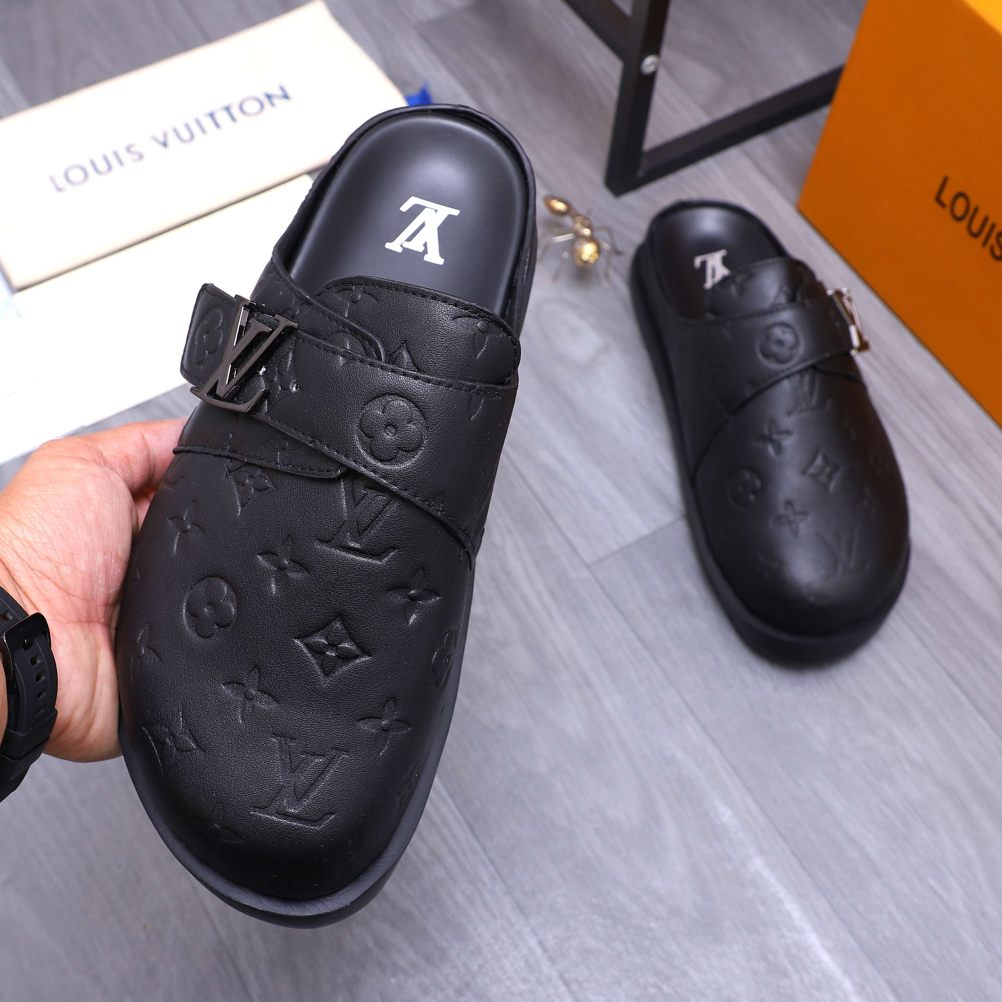 Louis Vuitton Men's Leather Clogs & Mules, Designer Slip-Ons 6 a1744783469113 6885