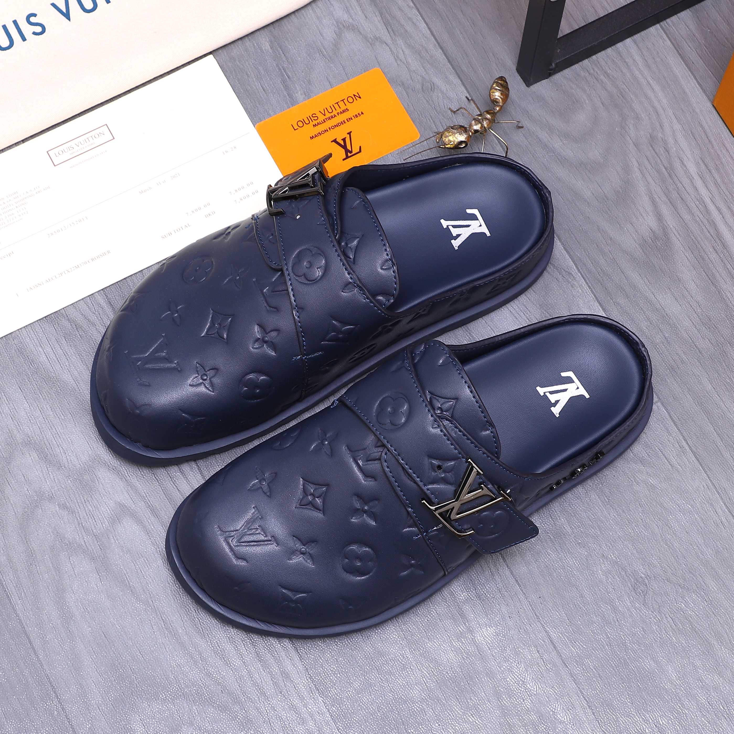 Louis Vuitton Men's Monogram Embossed Leather Mule Slides 4 a1744783658319 0334
