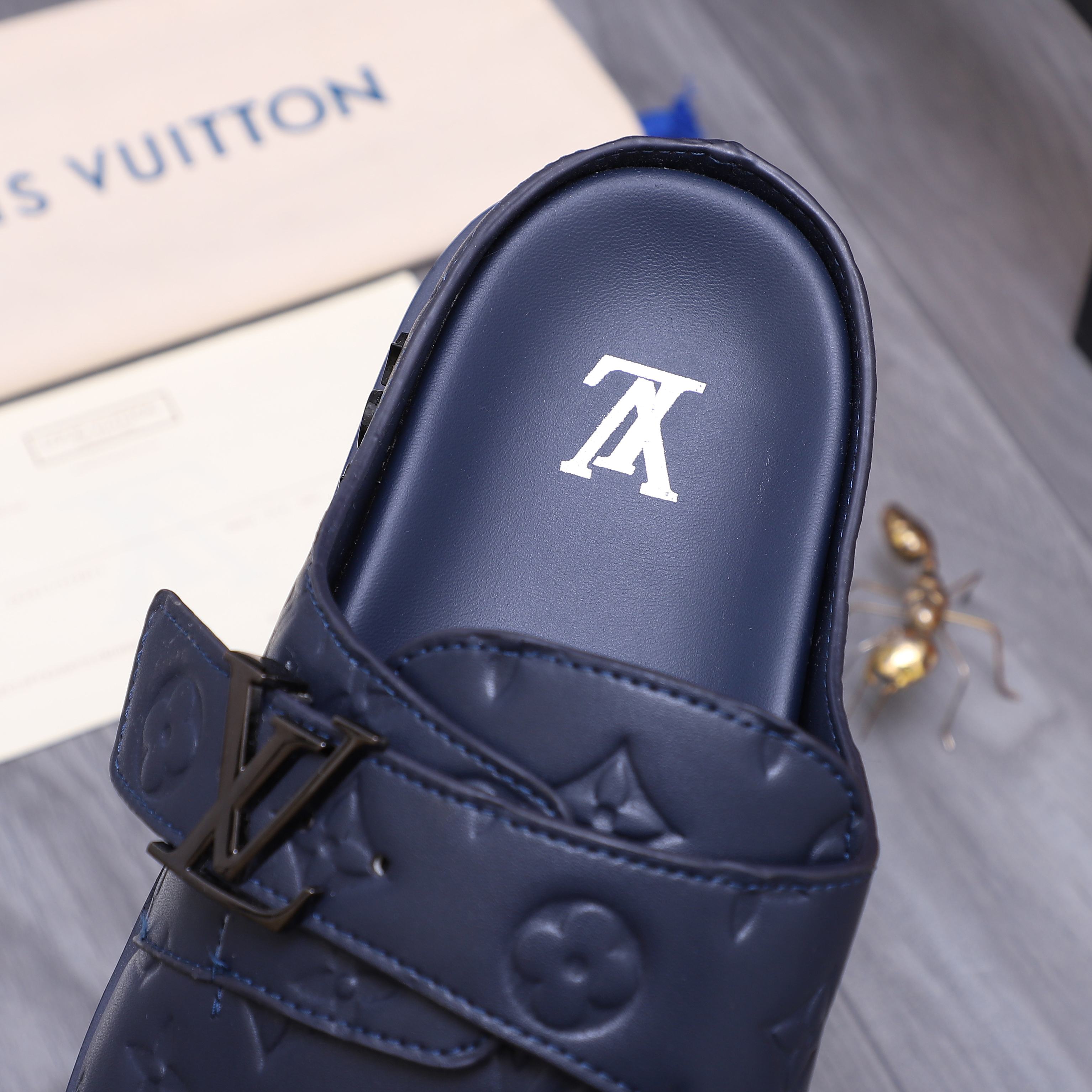 Louis Vuitton Men's Monogram Embossed Leather Mule Slides 11 a1744783660286 6641