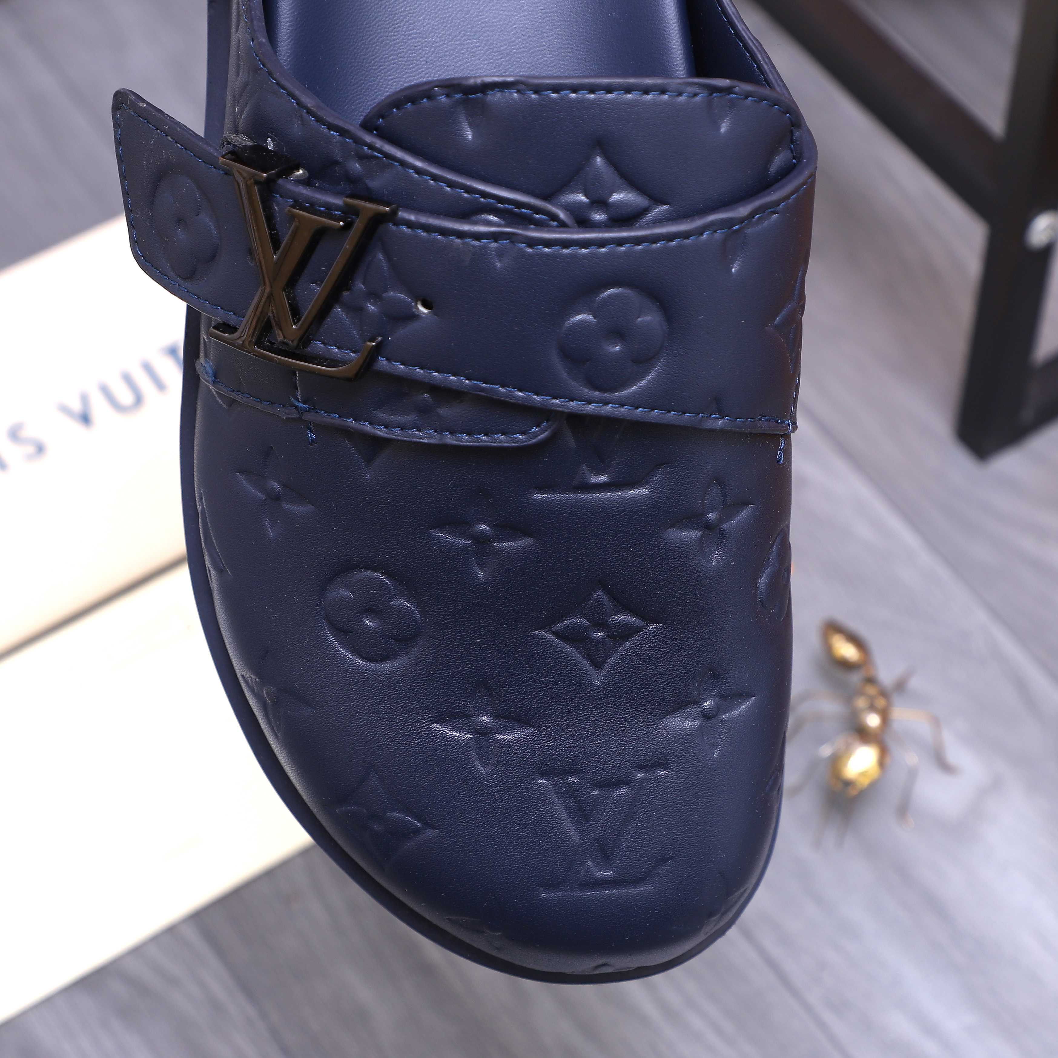 Louis Vuitton Men's Monogram Embossed Leather Mule Slides 10 a1744783661098 5353