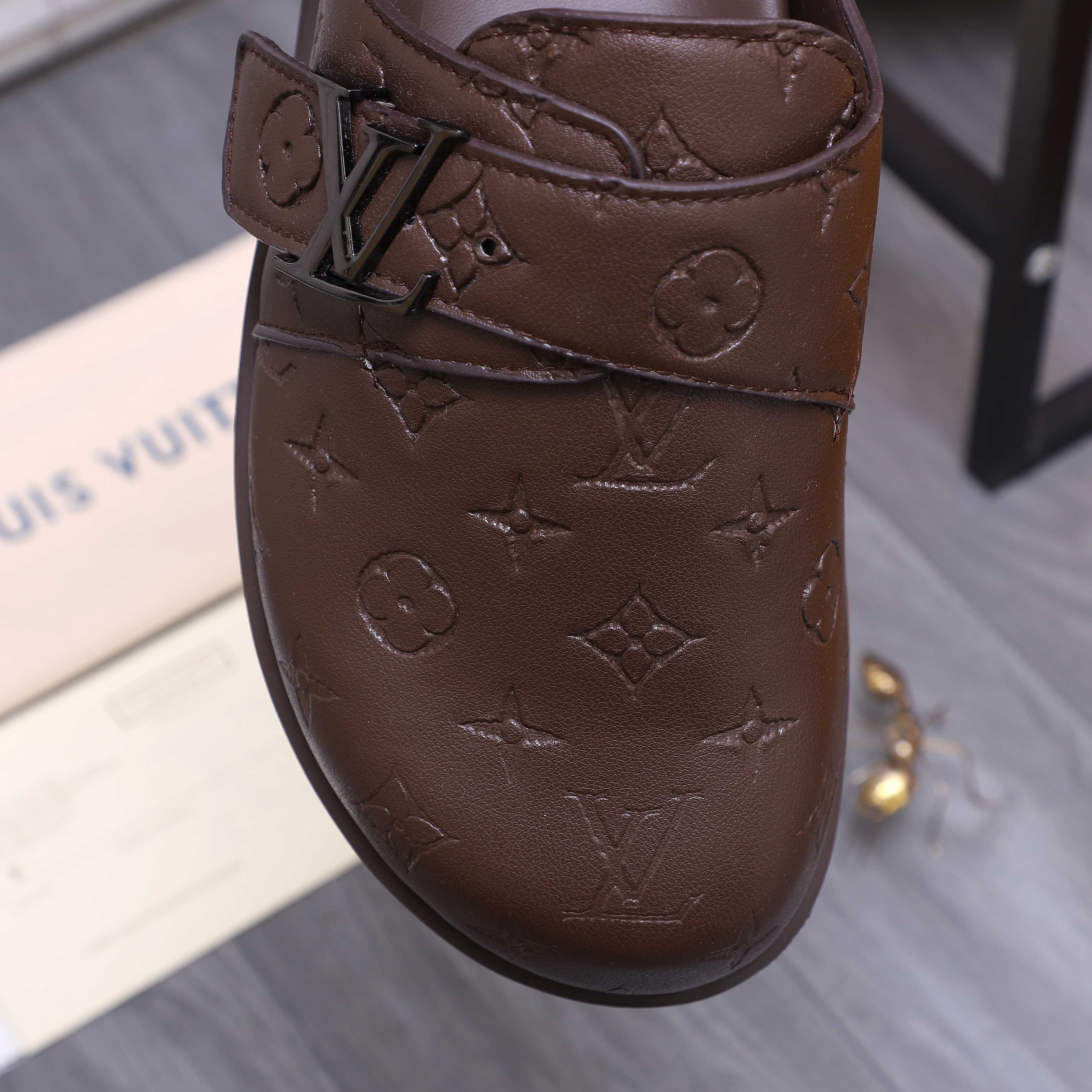 Louis Vuitton Men's Half Slippers, Genuine Leather, Classic Monogram 10 a1744783772586 4486