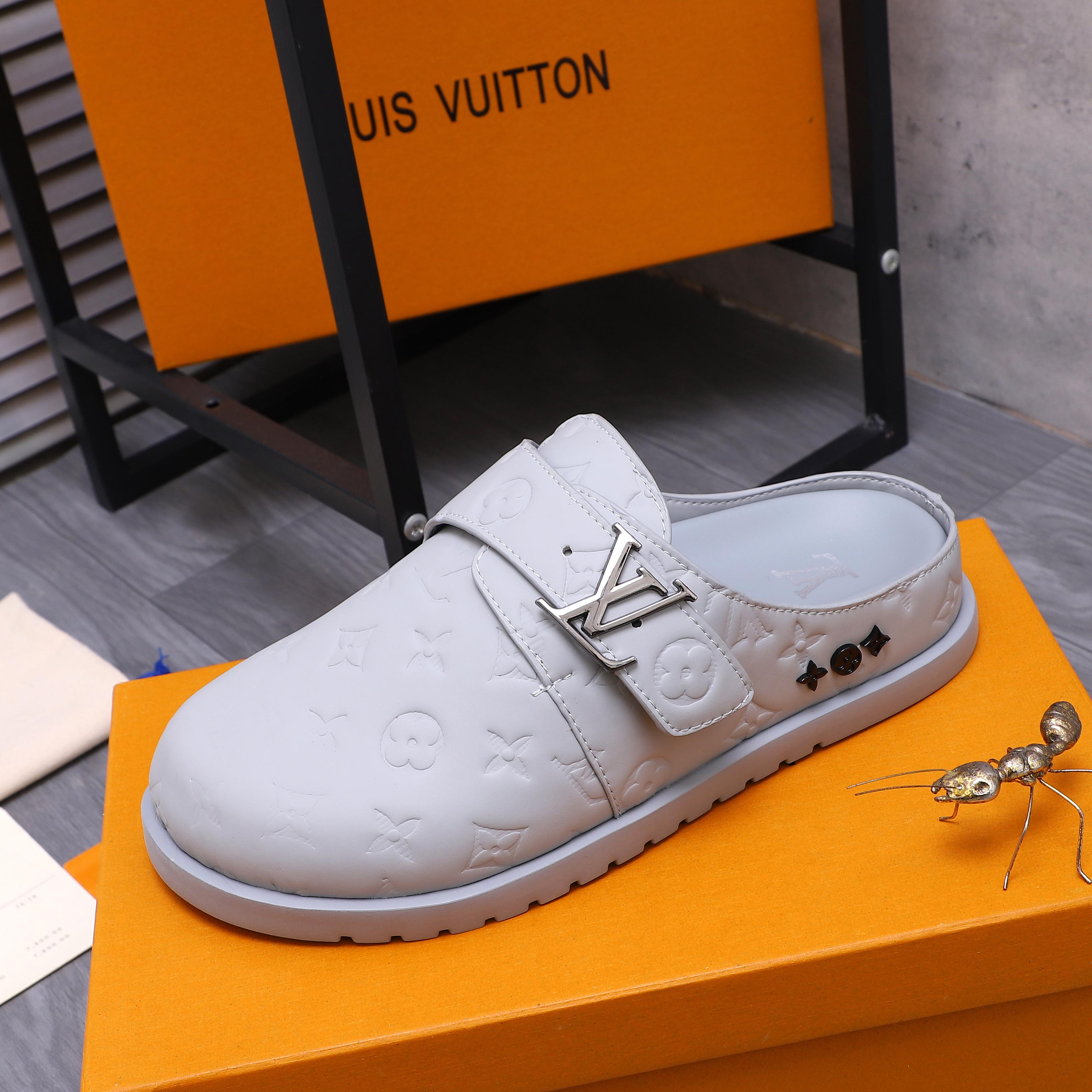 Louis Vuitton Monogram Embossed Leather Mule Sandals | Slip-On Style 7 a1744783873925 2743