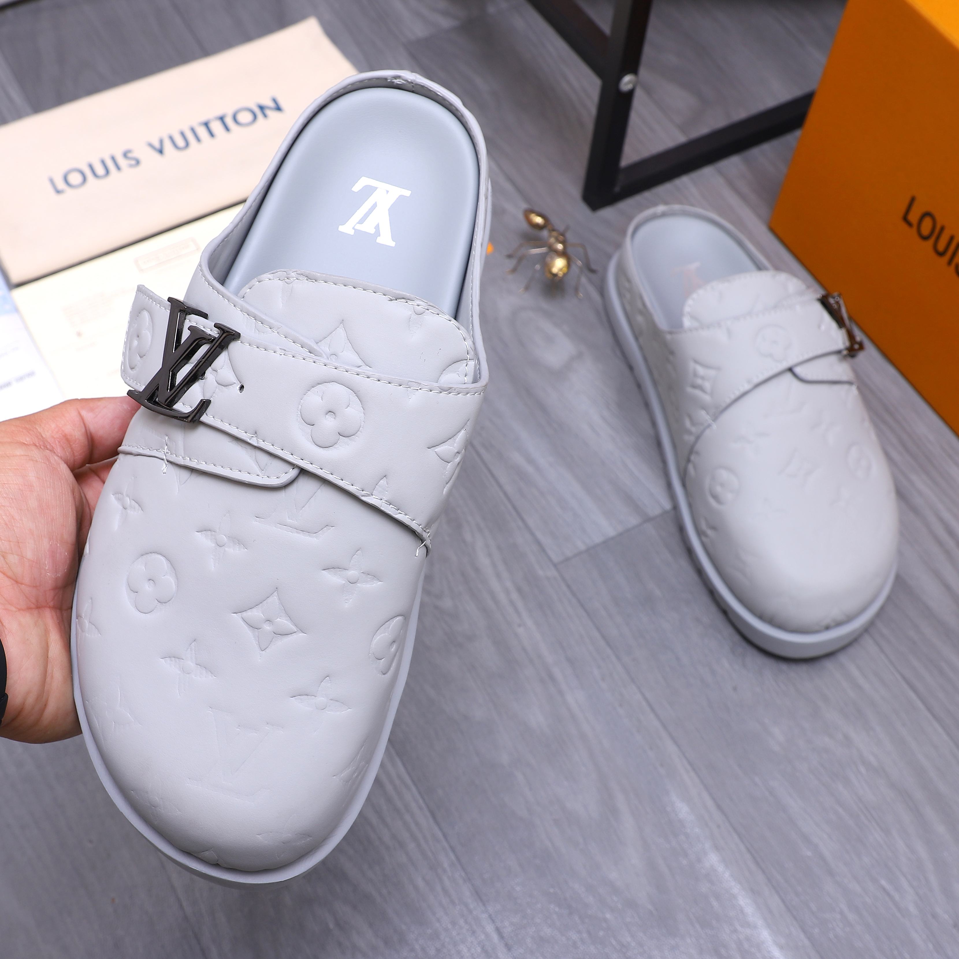 Louis Vuitton Monogram Embossed Leather Mule Sandals | Slip-On Style 6 a1744783874112 3362
