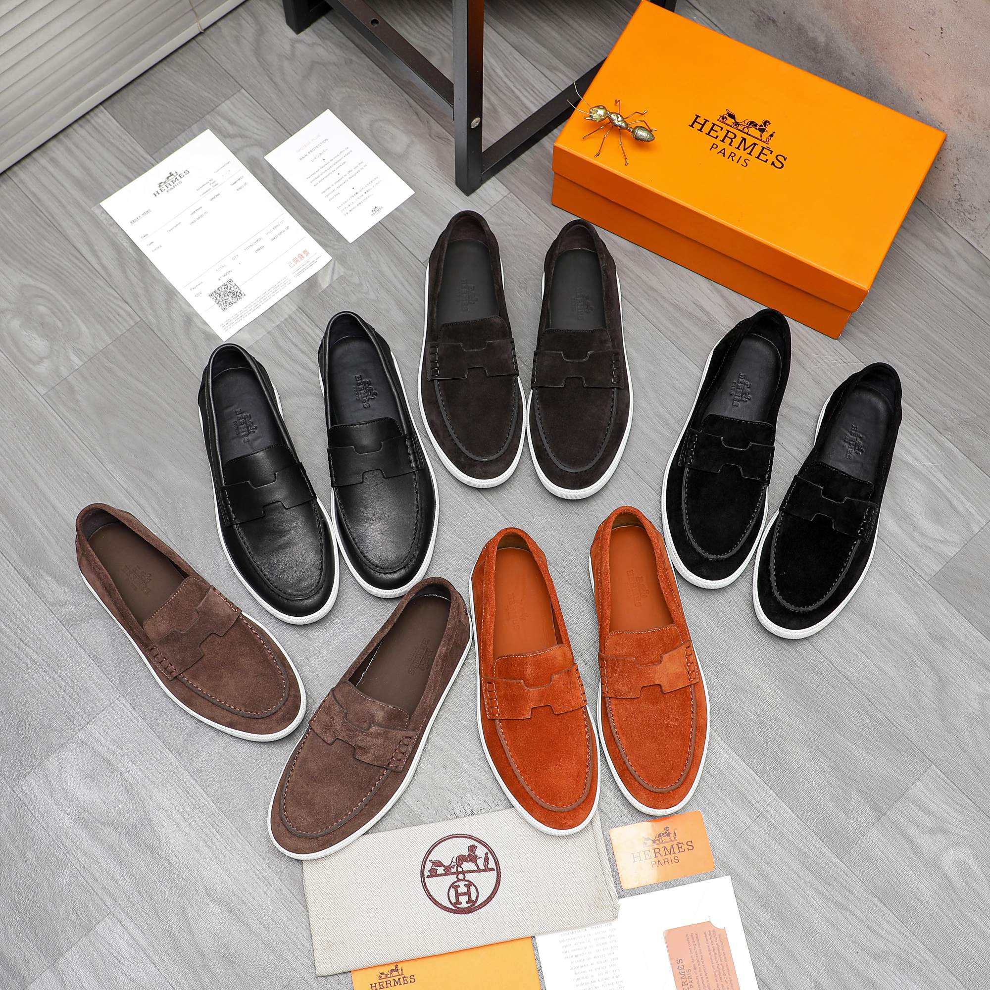 Hermes Casual Slip-On Loafers in Premium Leather and Suede - Size 39-44 1 Hermes Casual Slip-On Loafers in Premium Leather and Suede - Size 39-44