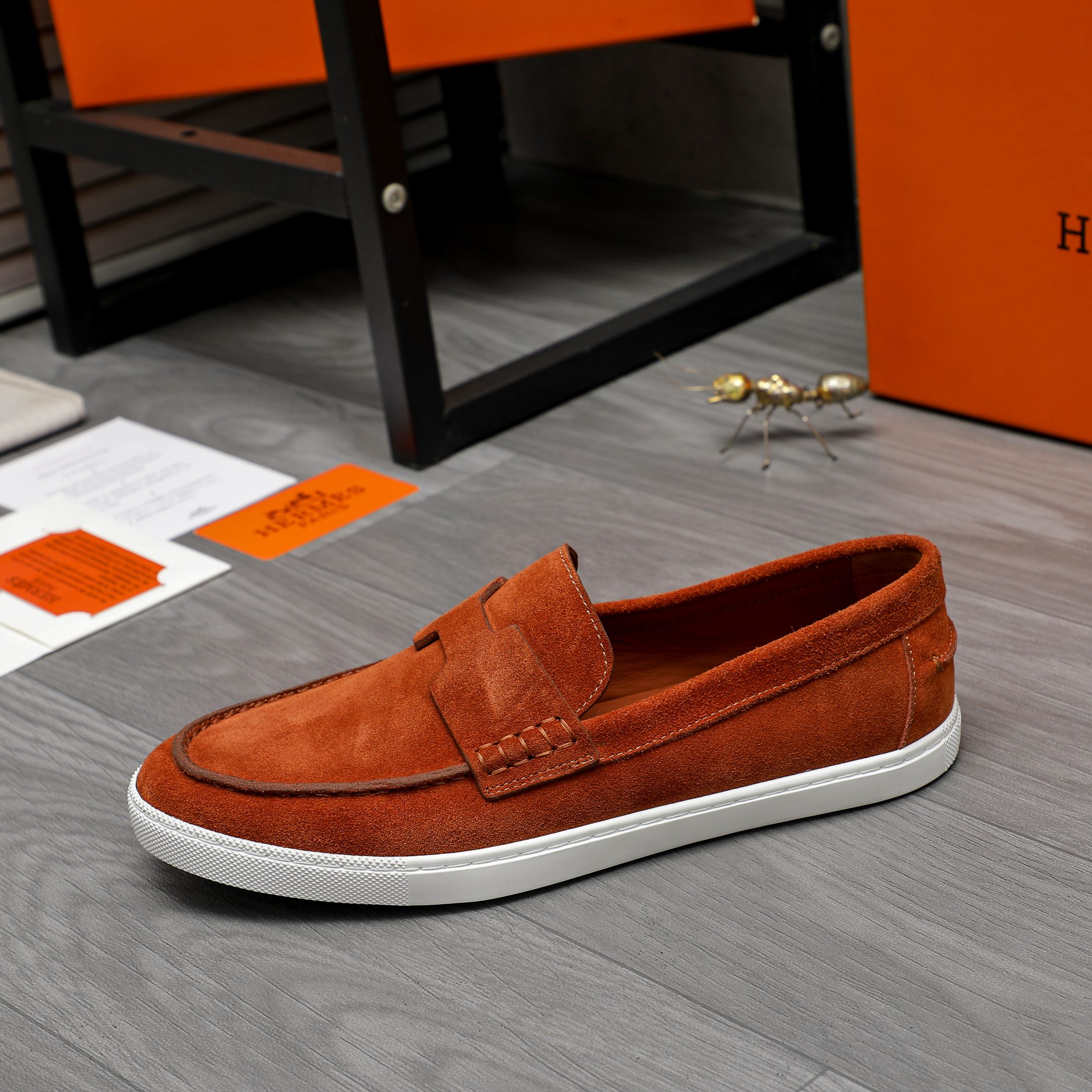 Hermès Men's Leather and Suede Loafers Slip-Ons, Size 39-44 6 a1744789501604 4450