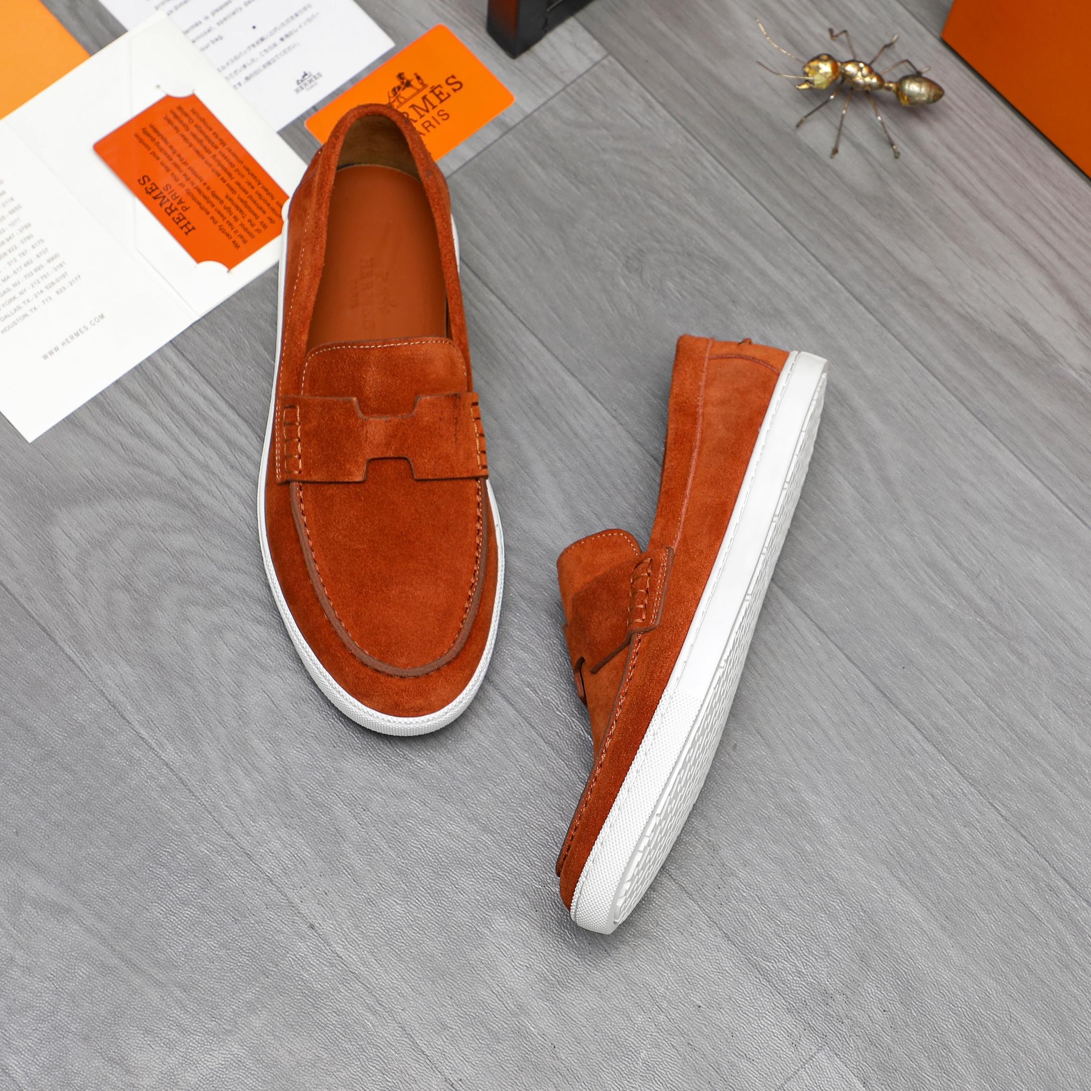 Hermès Men's Leather and Suede Loafers Slip-Ons, Size 39-44 5 a1744789501732 8720