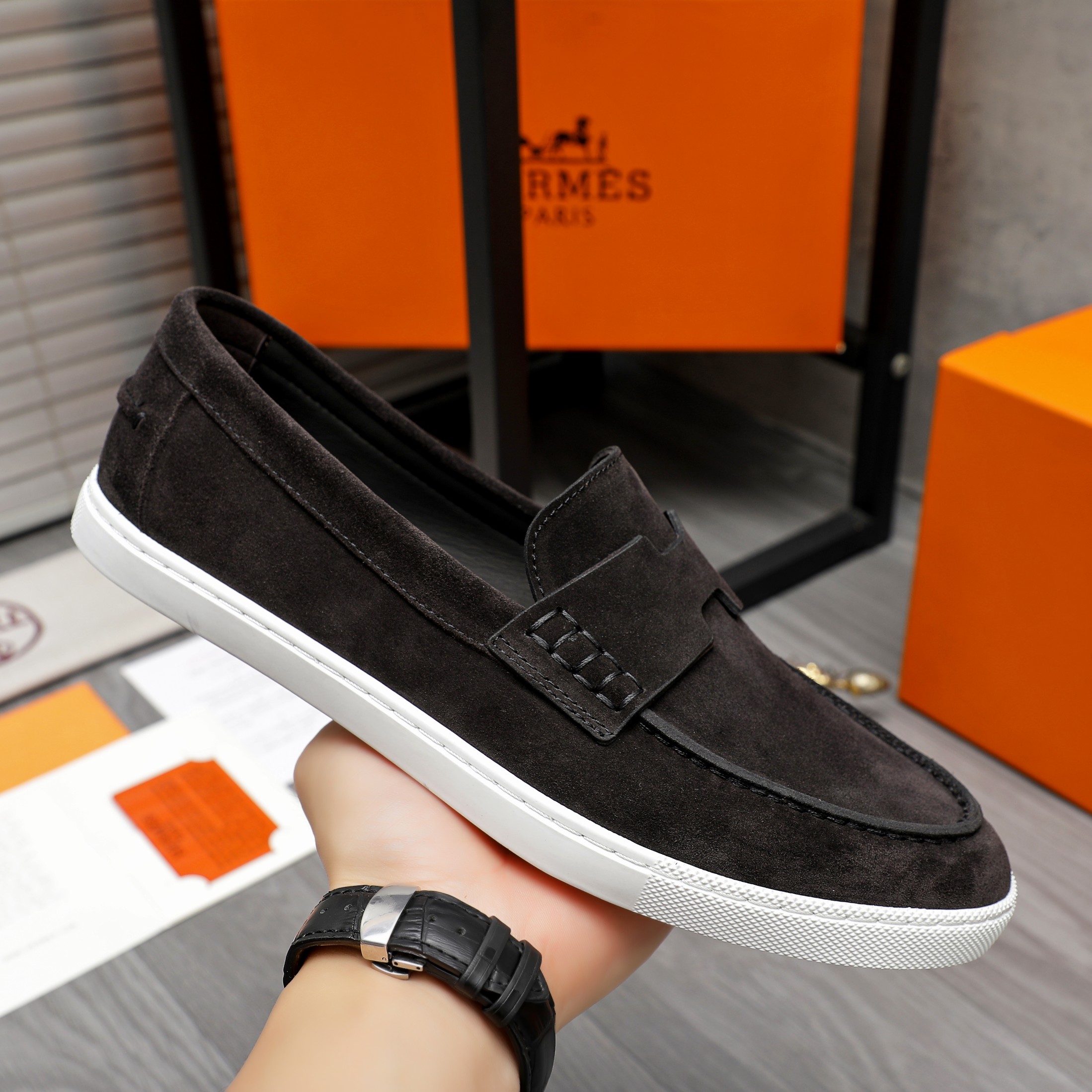 Hermes Men's Casual Slip-On Loafers in Leather and Suede | Sizes 39-44 7 a1744789651348 6535