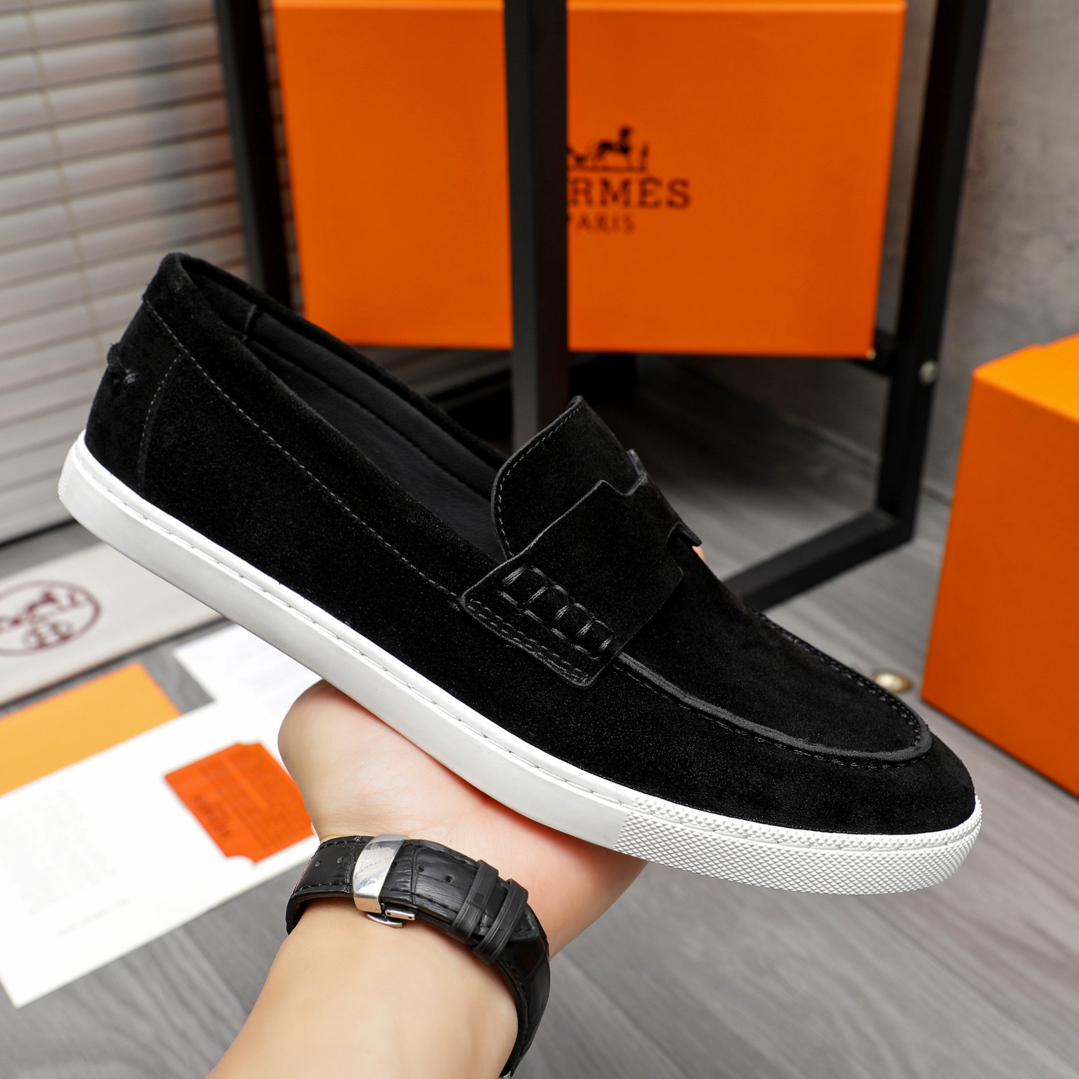 Hermes Men's Casual Loafers in Leather and Suede, Sizes 39-45 7 a1744789795961 3275