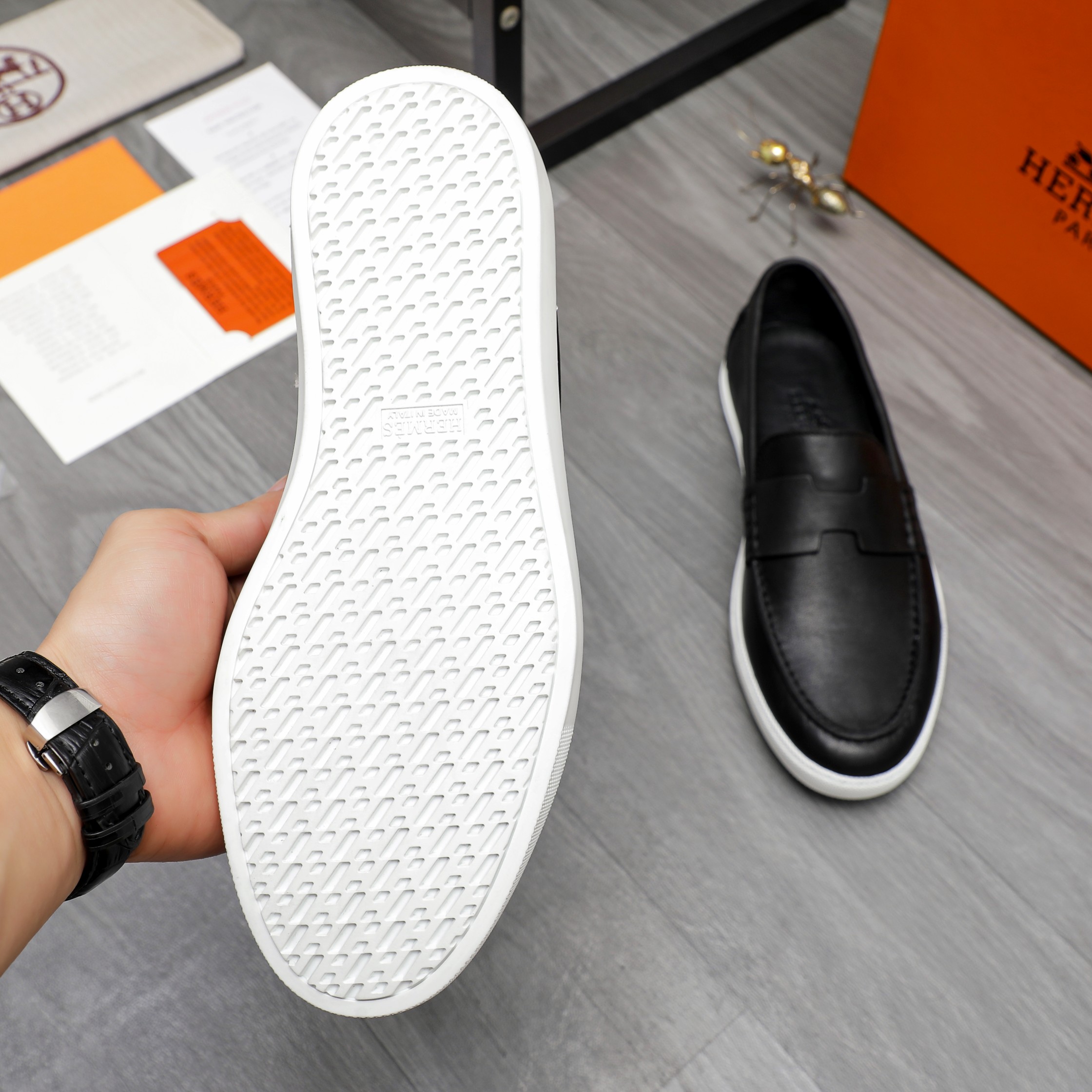 Hermes Men's Casual Loafers - Premium Leather Slip-Ons, Sizes 39-44 8 a1744789985542 4044