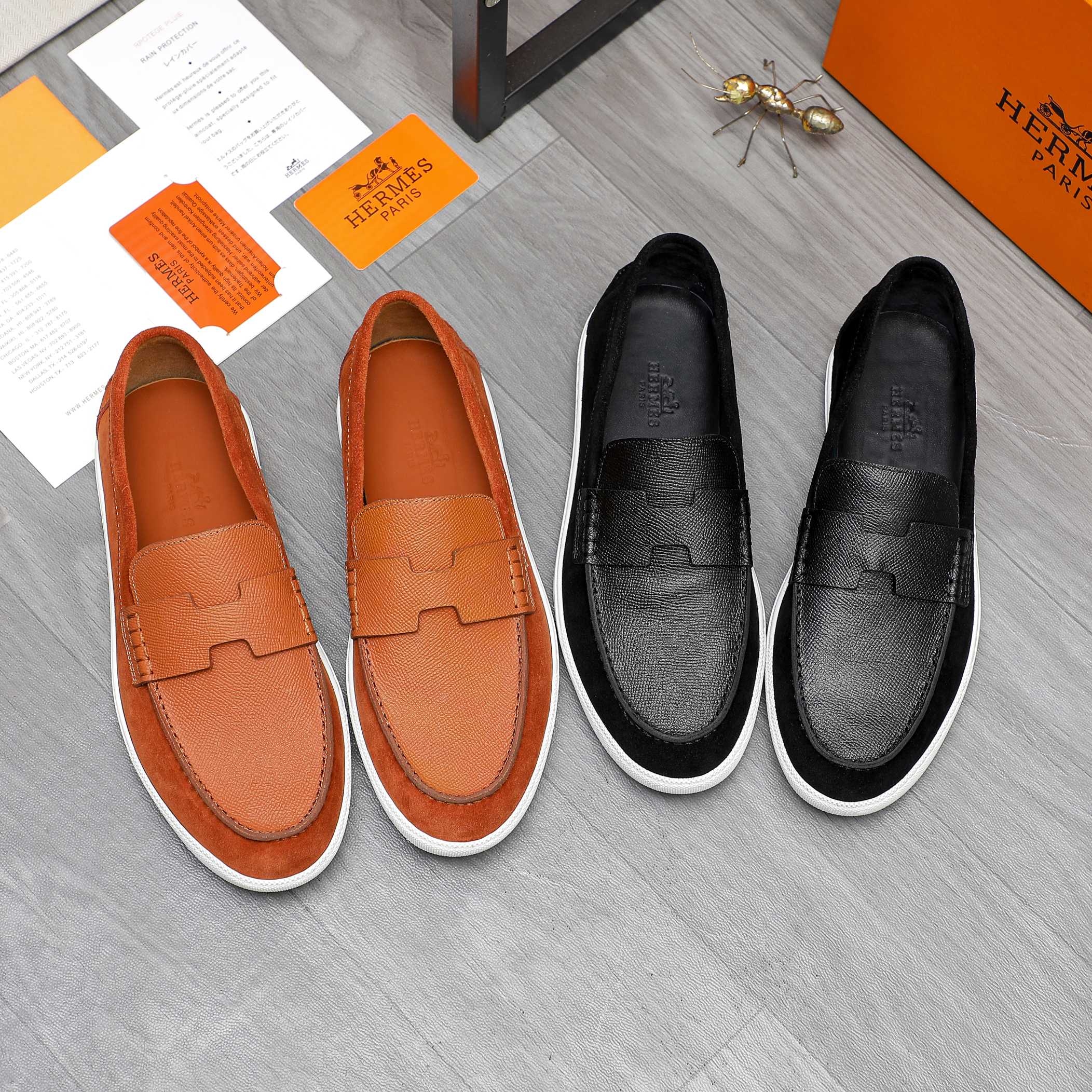 Hermes Men's Leather Loafers Slip-ons, Size 39-44 | Casual & Stylish 1 Hermes Men's Leather Loafers Slip-ons, Size 39-44 | Casual & Stylish