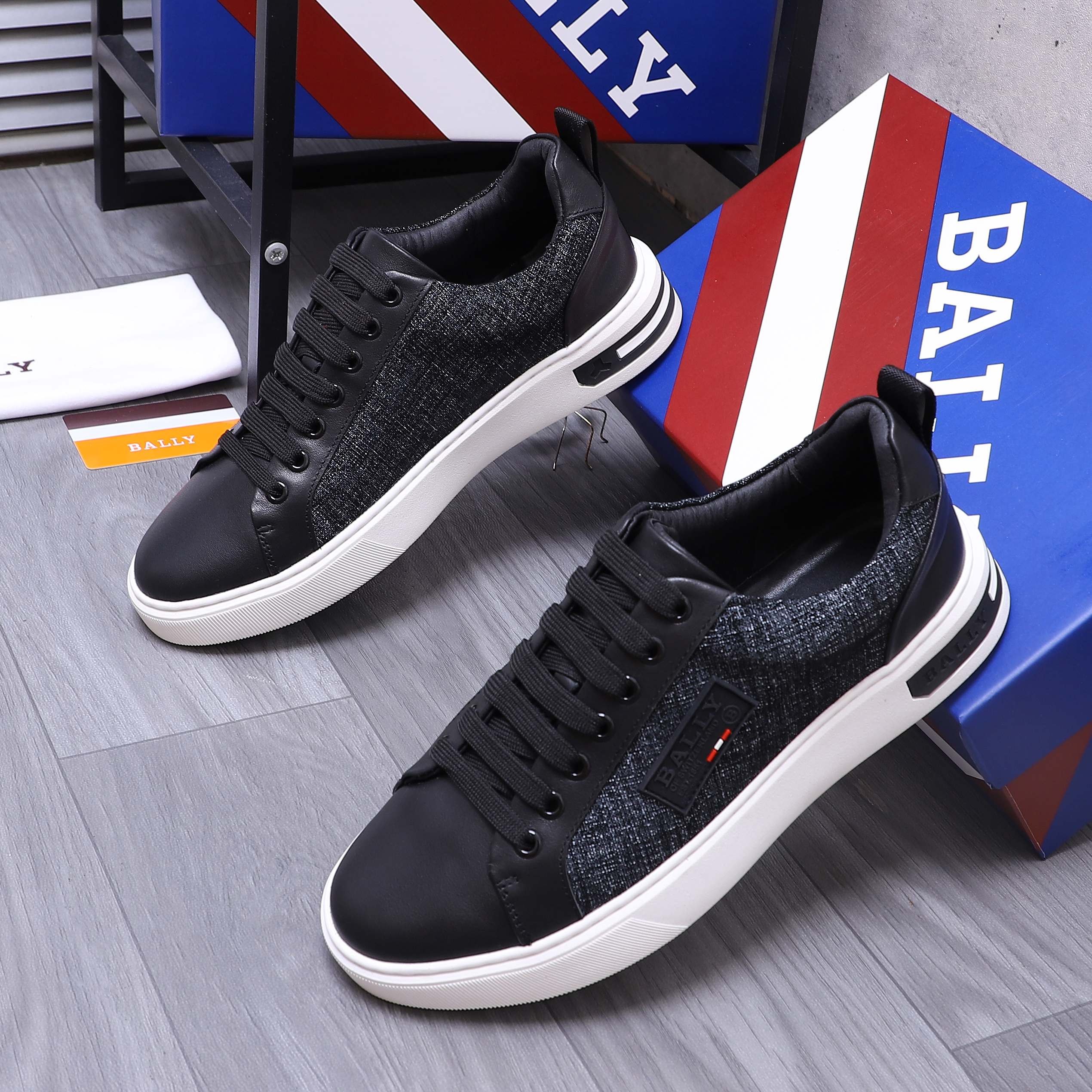 Bally Men's Leather and Fabric Casual Sneakers - Black, Sizes 38-44