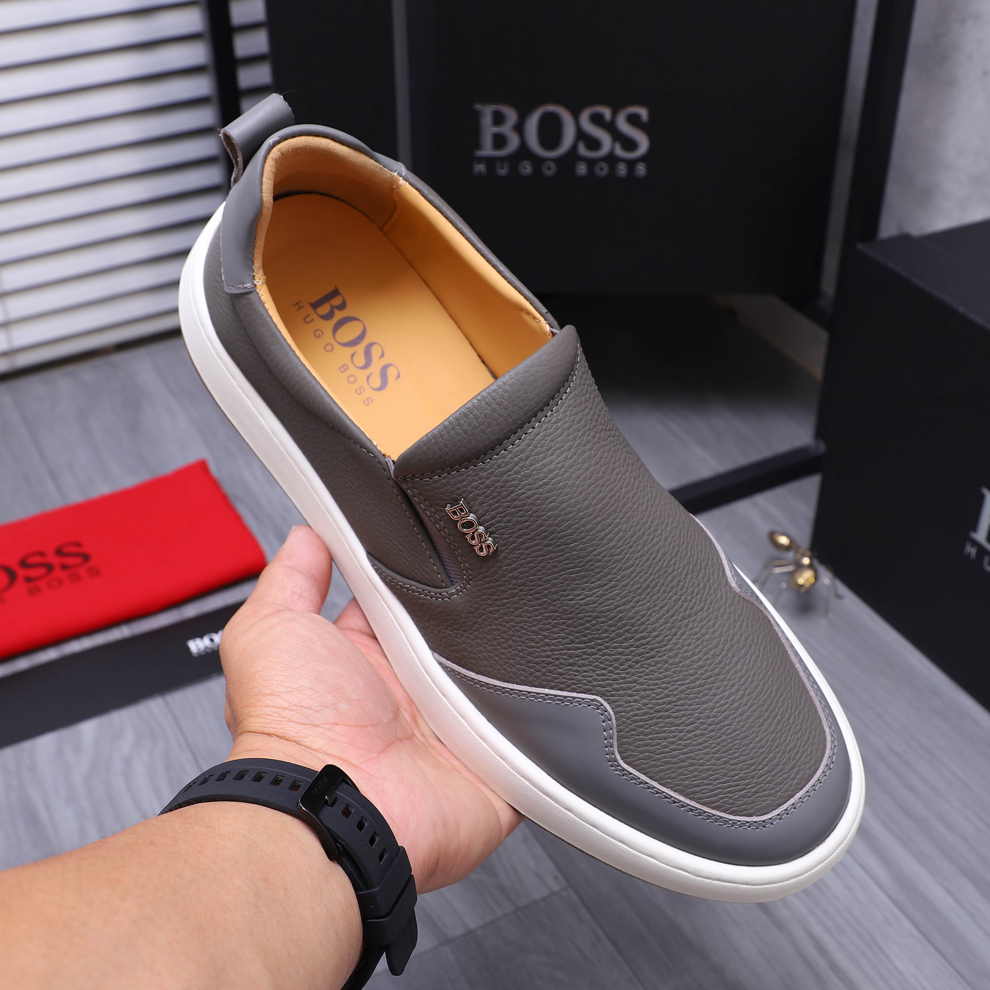 Hugo Boss Men's Leather Slip-On Sneakers Casual Loafers Shoes 7 a1745302848915 3446
